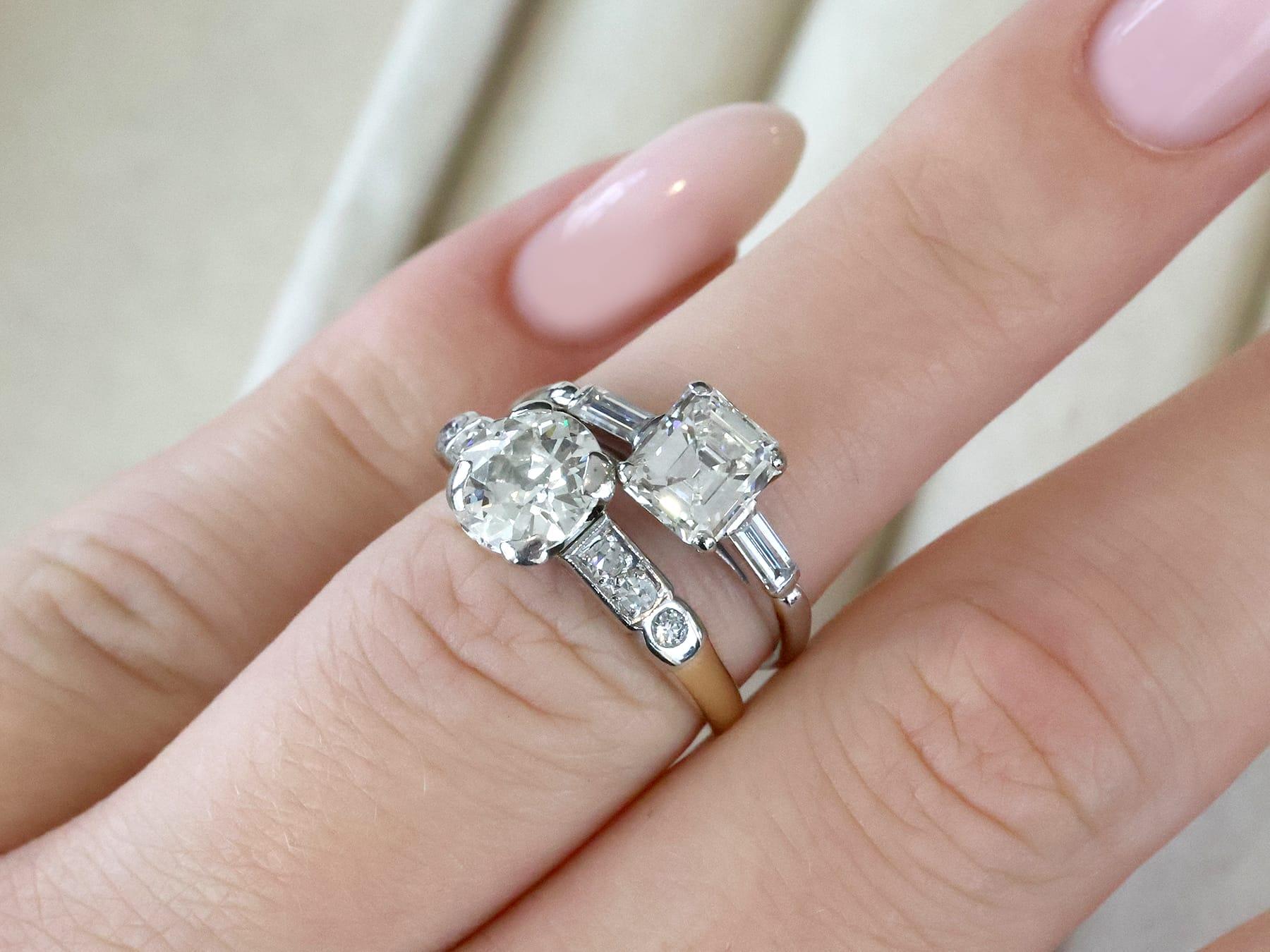 Old European Cut Antique and Vintage 1.60 Carat Diamond and 14k Yellow Gold Solitaire Ring For Sale