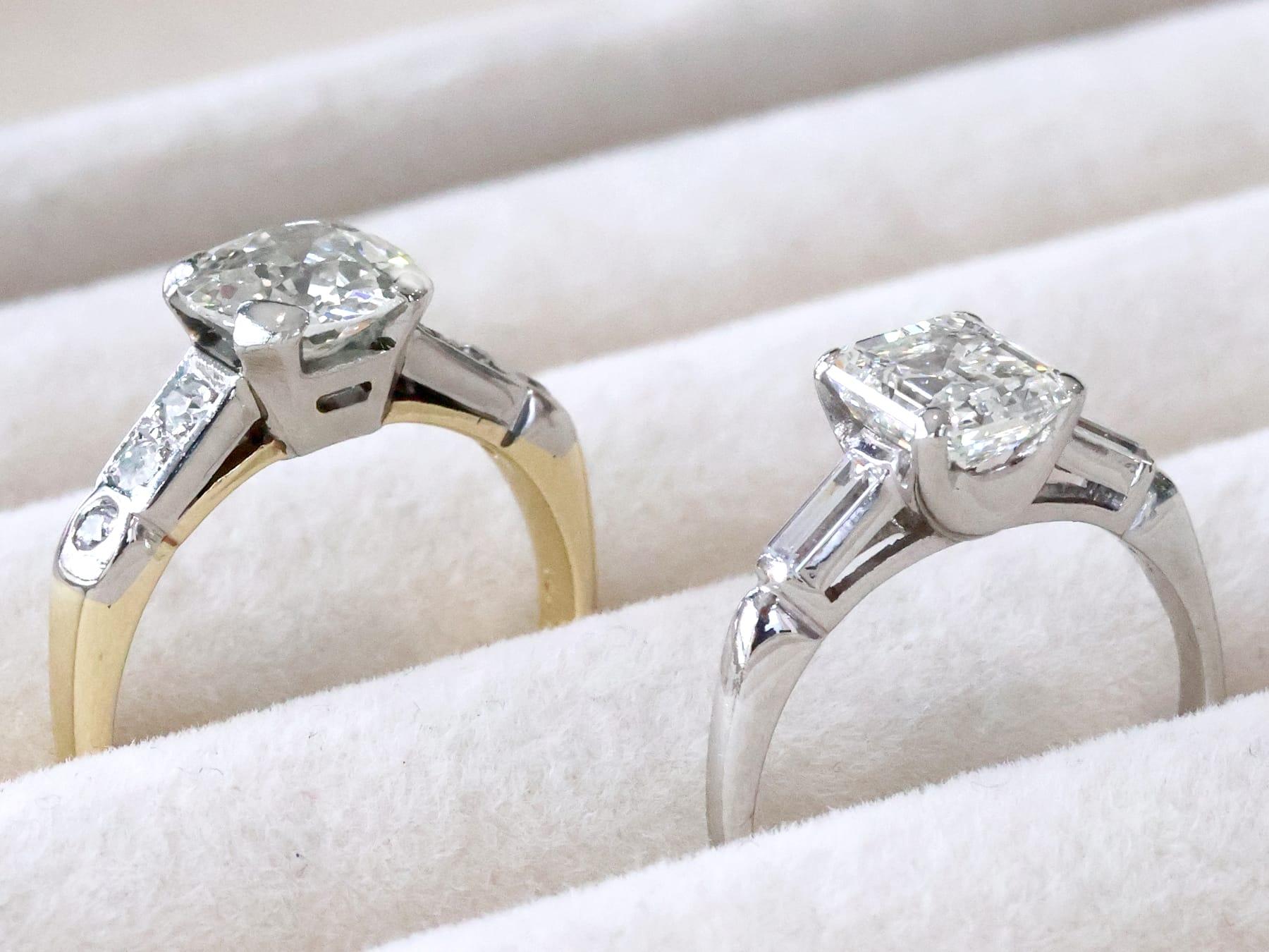 Women's or Men's Antique and Vintage 1.60 Carat Diamond and 14k Yellow Gold Solitaire Ring For Sale
