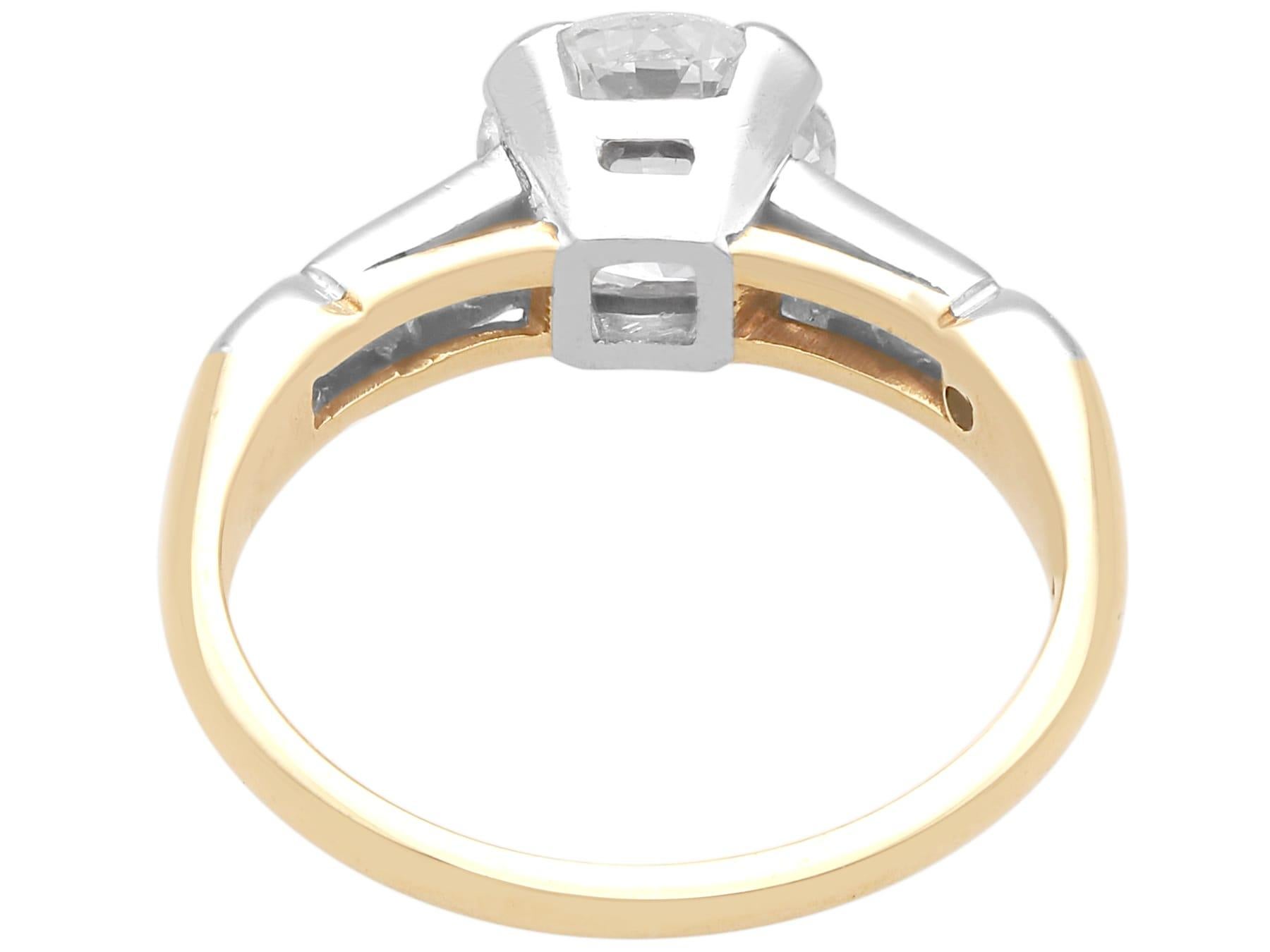 Antique and Vintage 1.60 Carat Diamond and 14k Yellow Gold Solitaire Ring For Sale 2