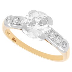 Antique and Vintage 1.60 Carat Diamond and 14k Yellow Gold Solitaire Ring