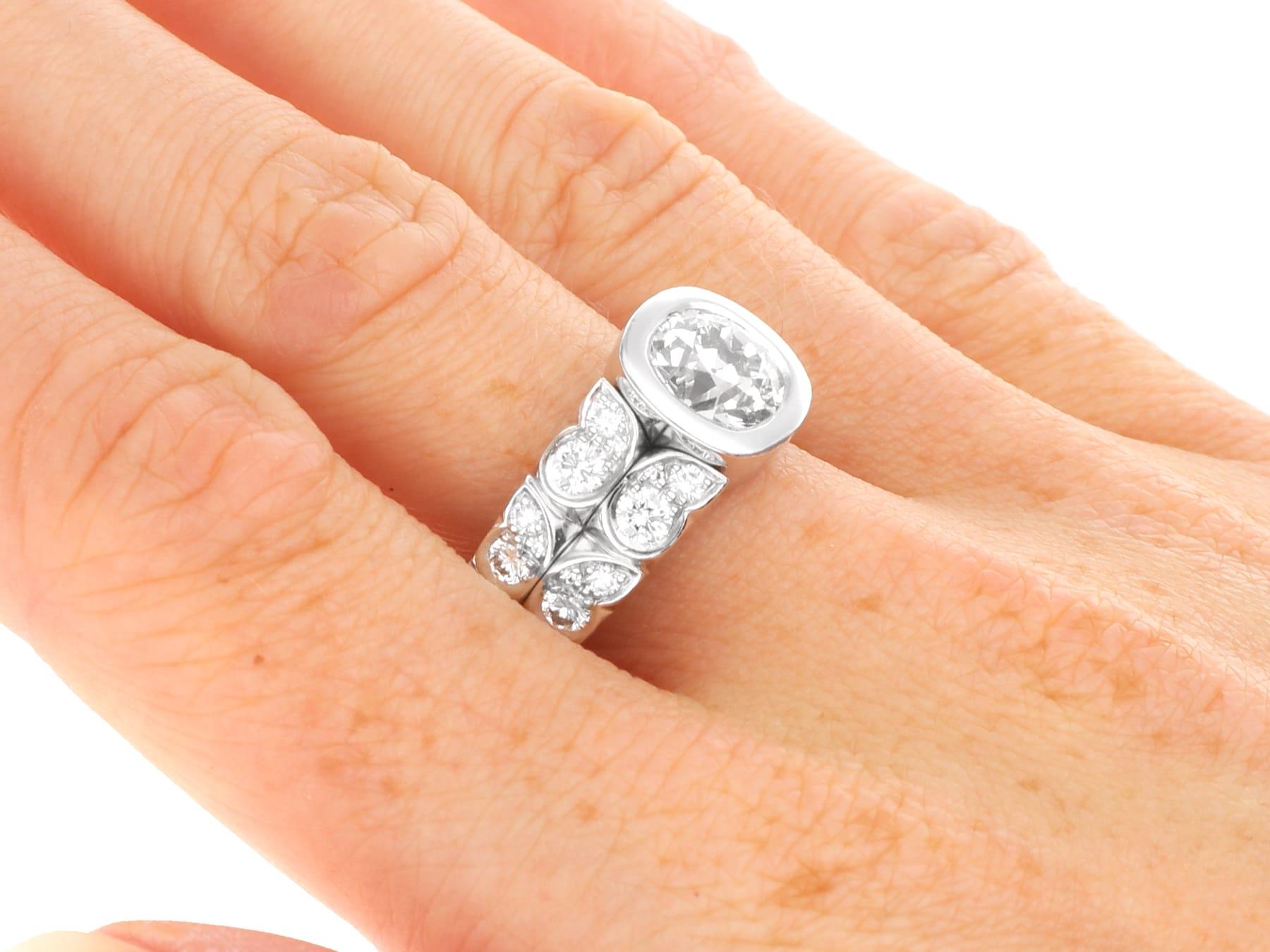Antik und Vintage By 3,22ct Diamant und 18k Weißgold Ring im Angebot 6