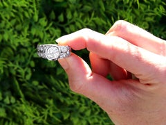 Antique and Vintage 3.22ct Diamond and 18k White Gold Ring