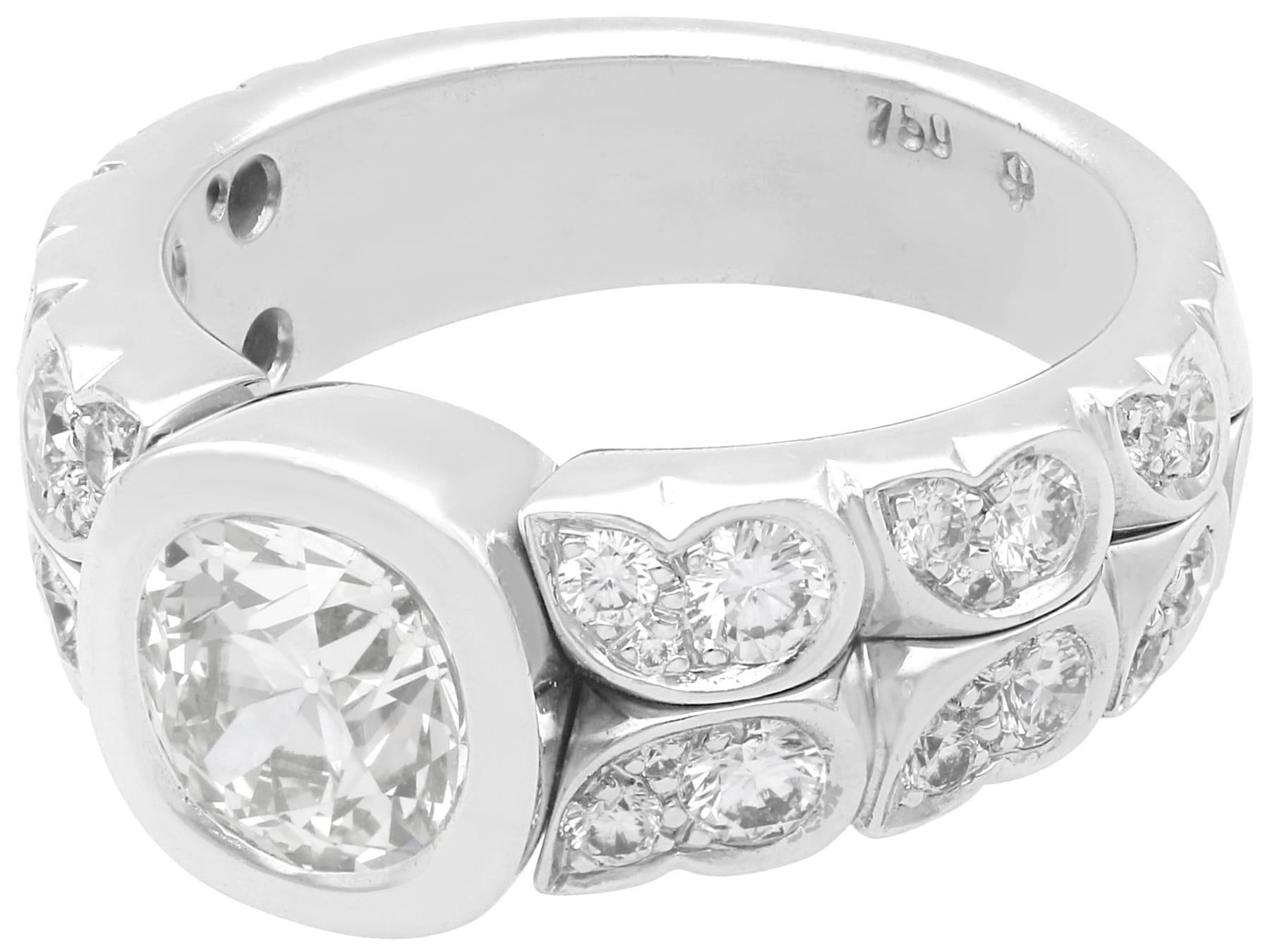 Antik und Vintage By 3,22ct Diamant und 18k Weißgold Ring im Angebot 1