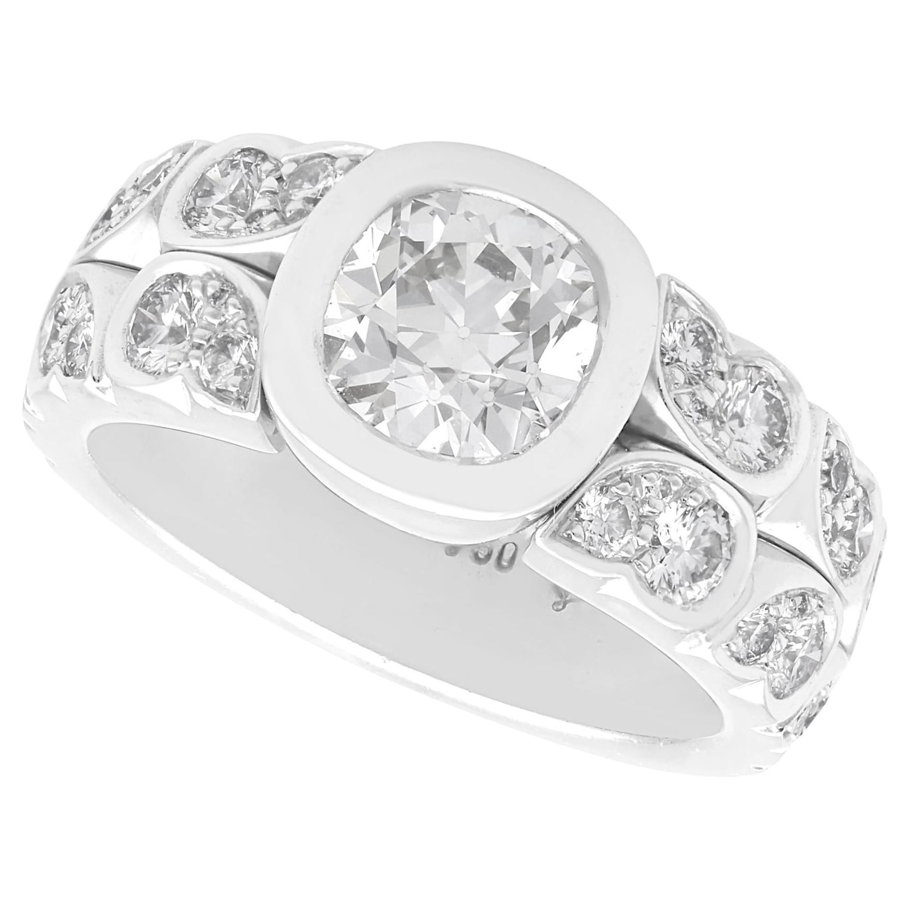 Antik und Vintage By 3,22ct Diamant und 18k Weißgold Ring im Angebot
