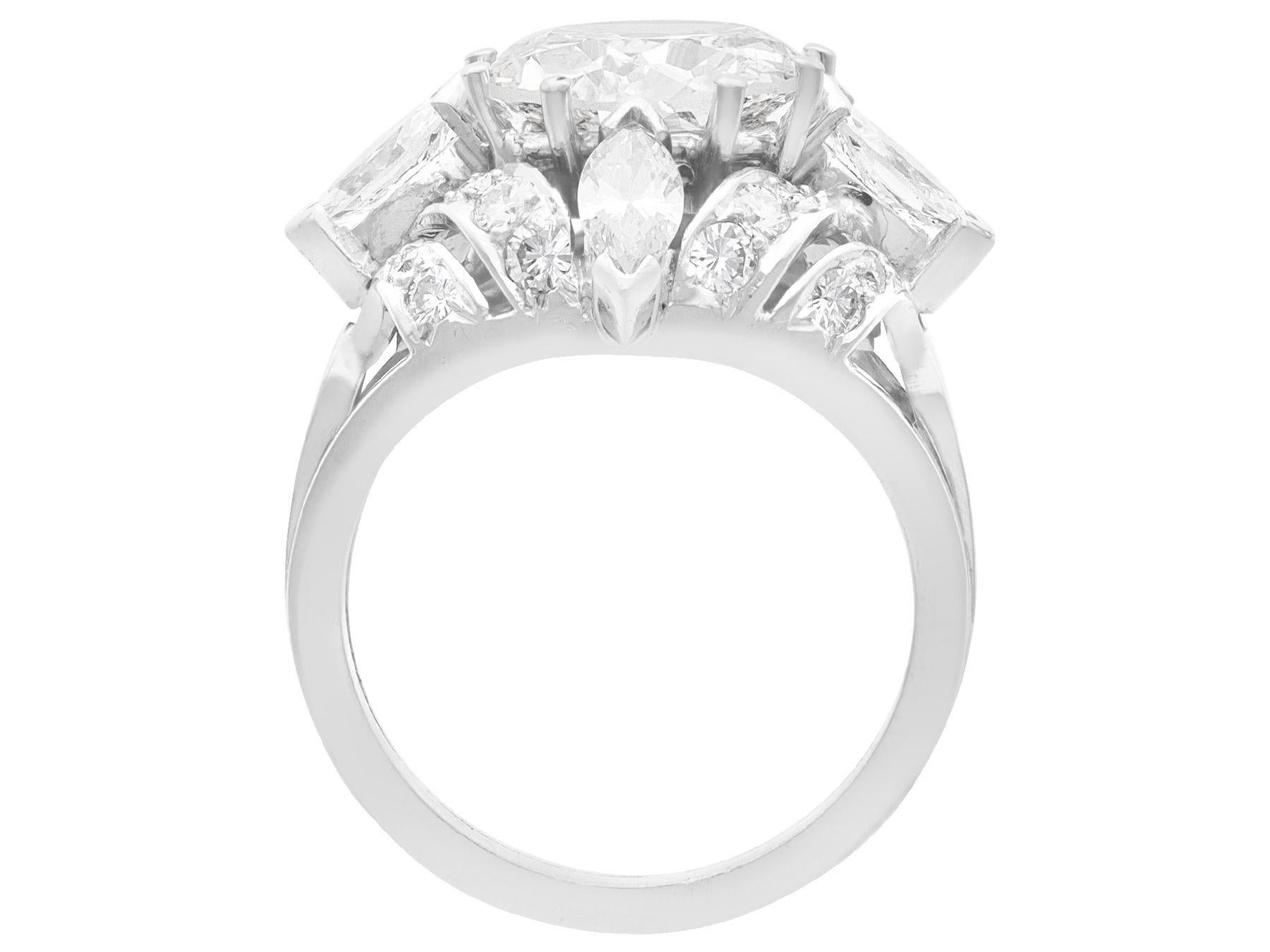 Women's or Men's Antique and Vintage 4.74 Carat Diamond and Platinum Cocktail Ring For Sale