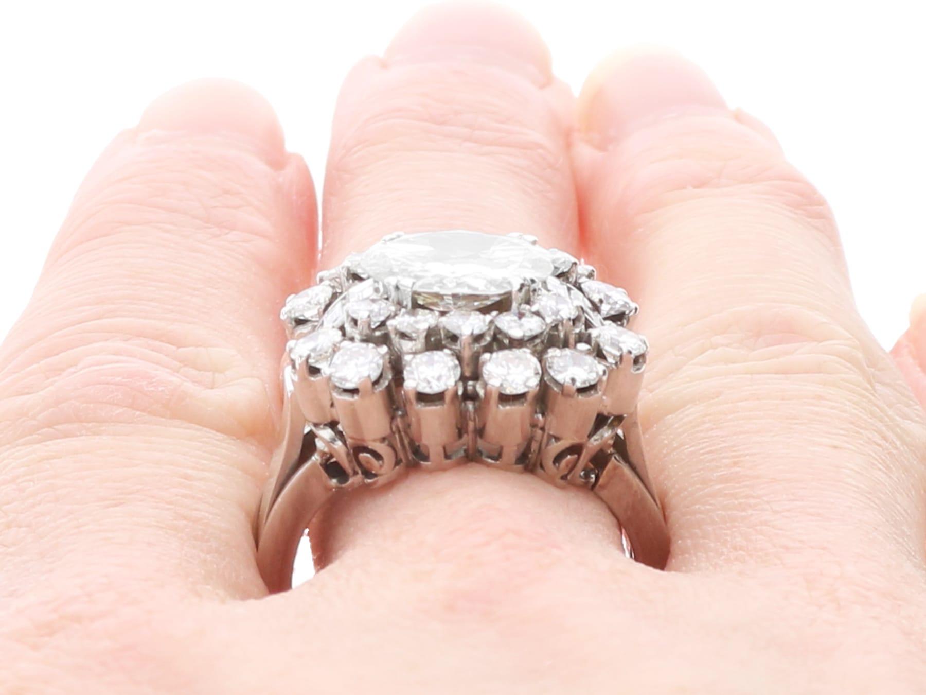 Antique and Vintage 5.74 Carat Diamond and Platinum Cluster Ring For Sale 5