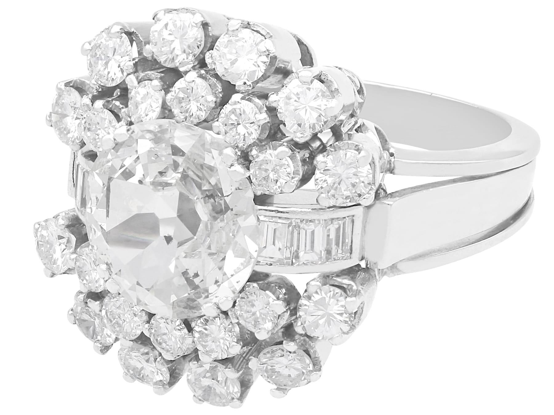 Men's Antique and Vintage 5.74 Carat Diamond and Platinum Cluster Ring For Sale