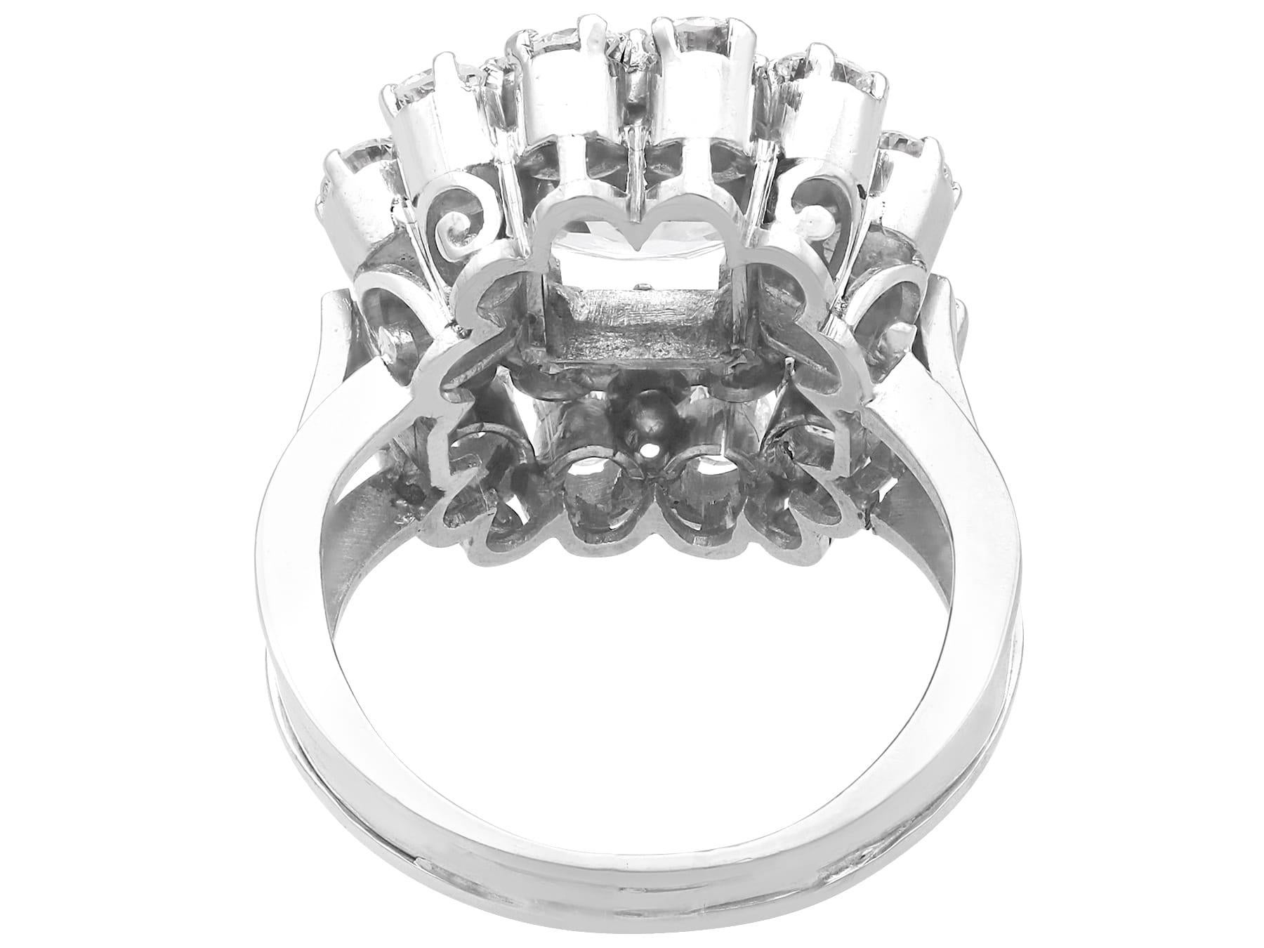 Antique and Vintage 5.74 Carat Diamond and Platinum Cluster Ring For Sale 1