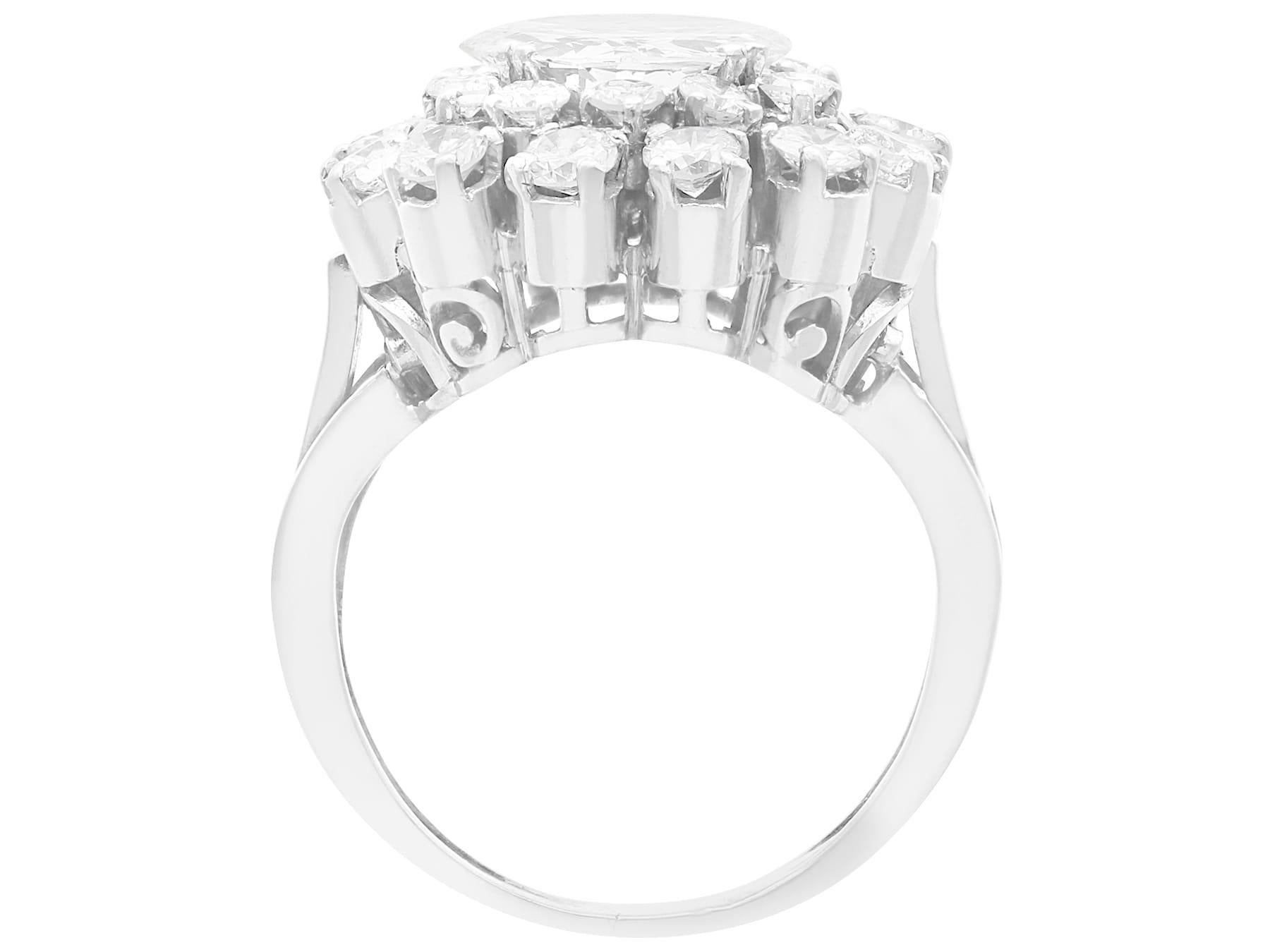 Antique and Vintage 5.74 Carat Diamond and Platinum Cluster Ring For Sale 2