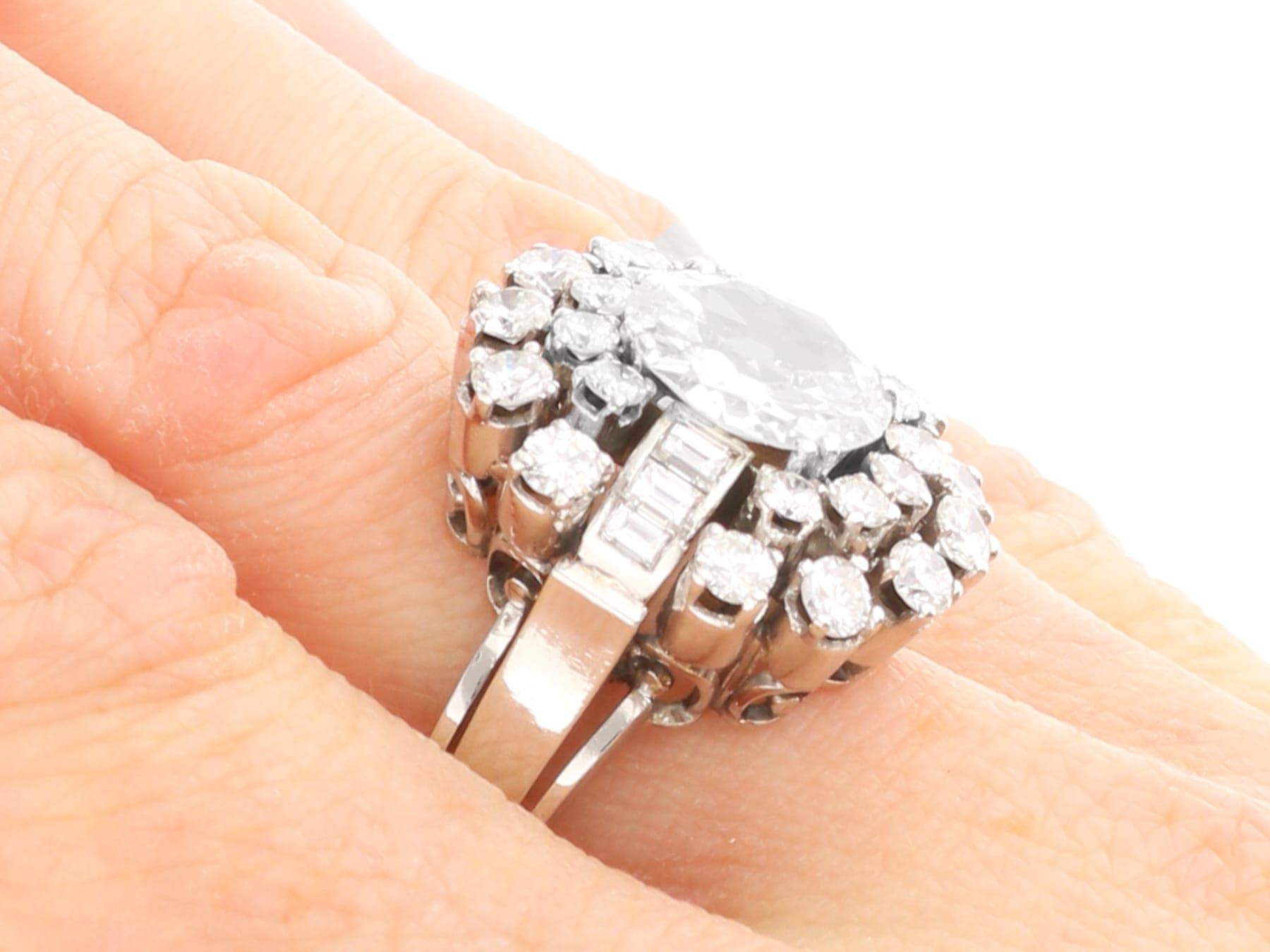 Antique and Vintage 5.74 Carat Diamond and Platinum Cluster Ring For Sale 4