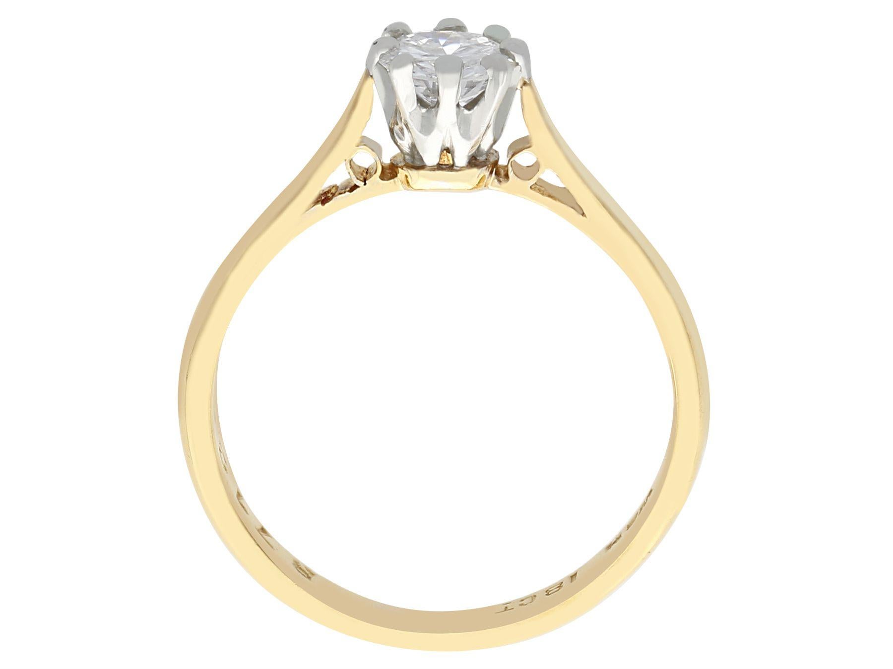 Women's Antique and Vintage Diamond and Yellow Gold Solitaire Ring For Sale