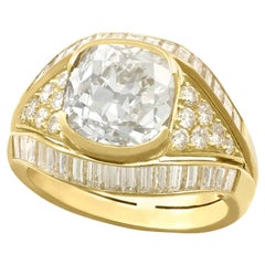 Antique and Vintage Italian 6.11 Carat Diamond Yellow Gold Cocktail Ring