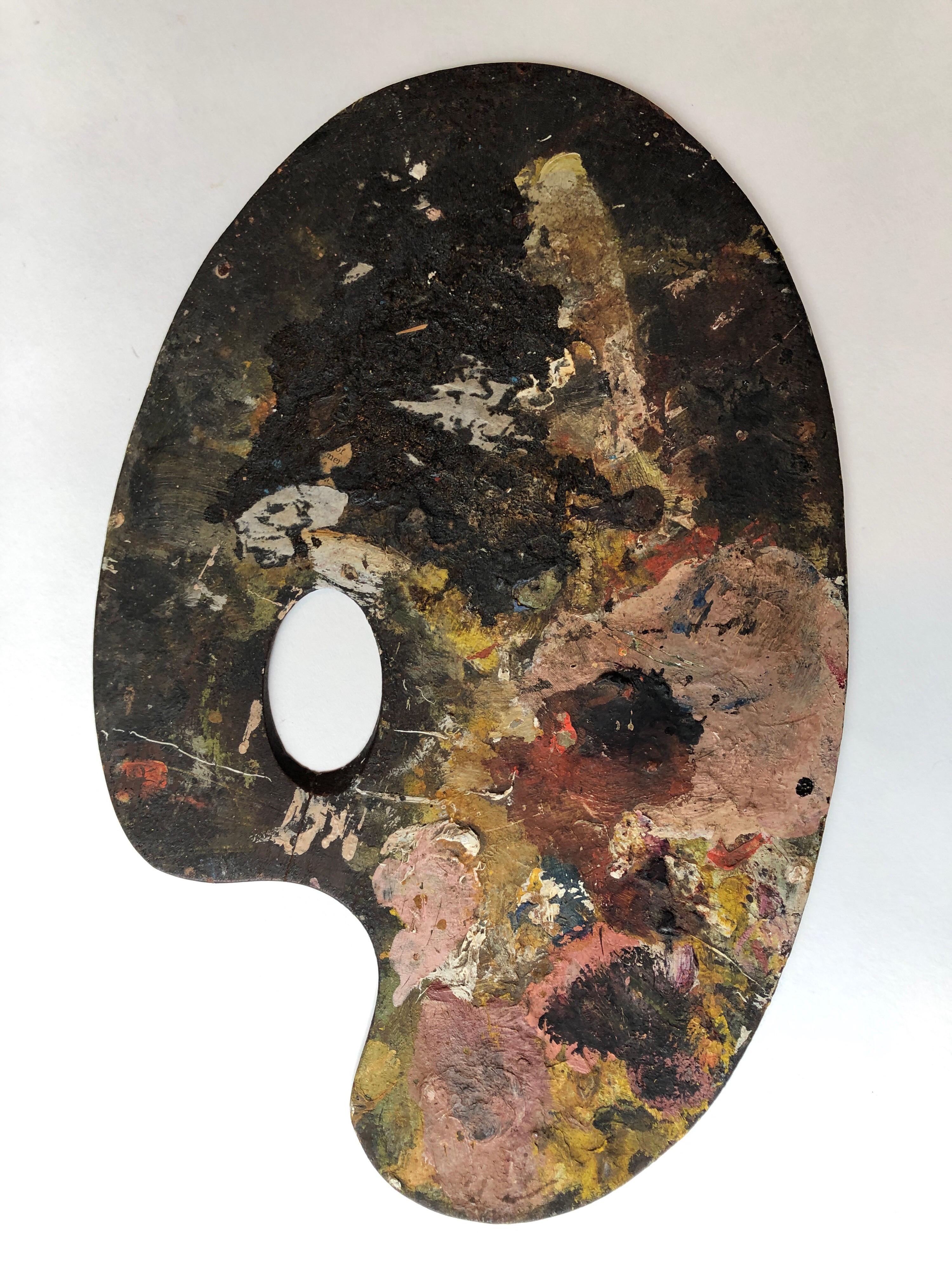 Américain Palettes d'artiste-peintre en bois anciennes et anciennes