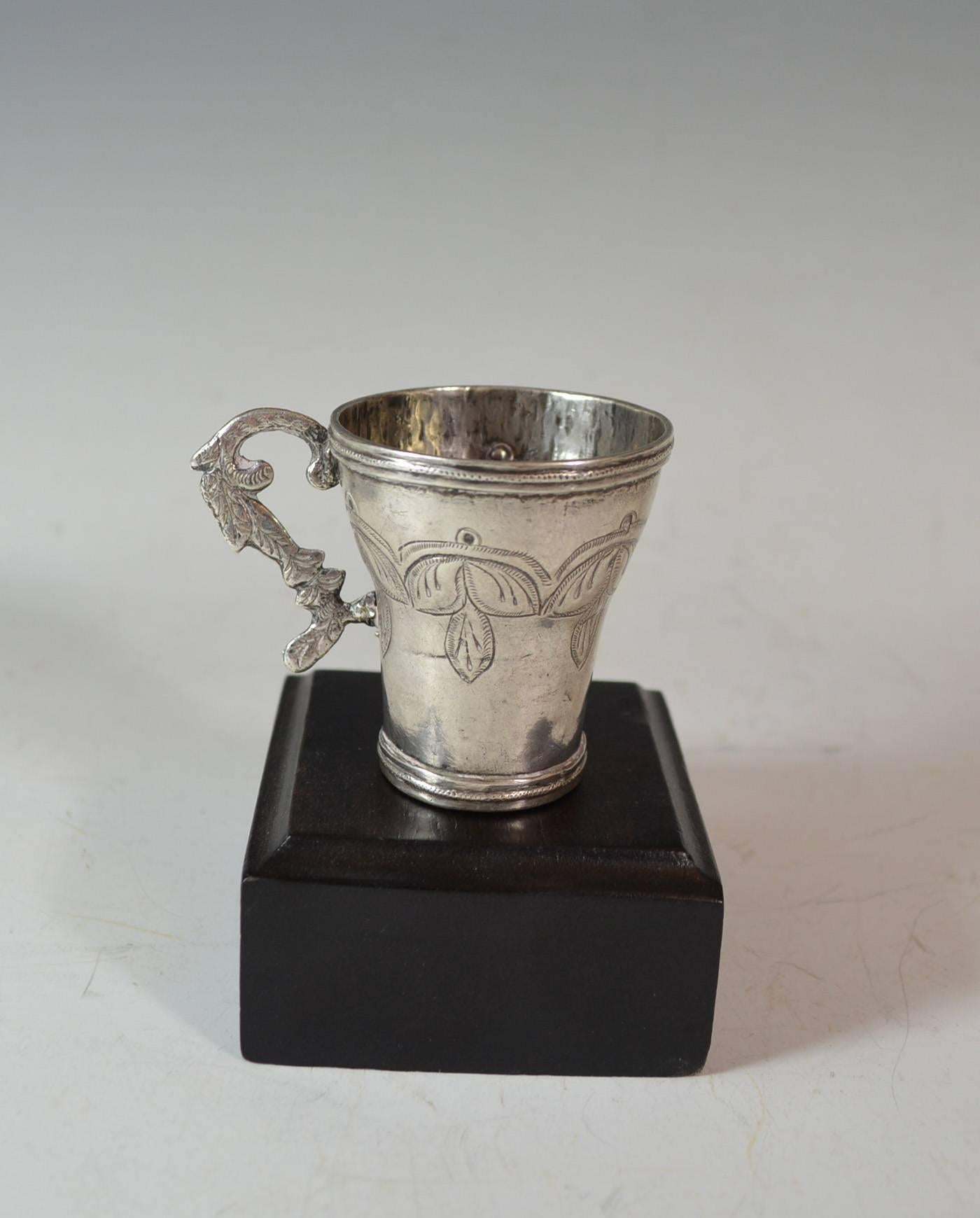 Antique Andean Colonial Silver Cup and Spoon Tupu, 19th Century, Bolivia In Good Condition In London, GB