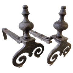 Antique Andiron / Fire Dogs, Decorative Base