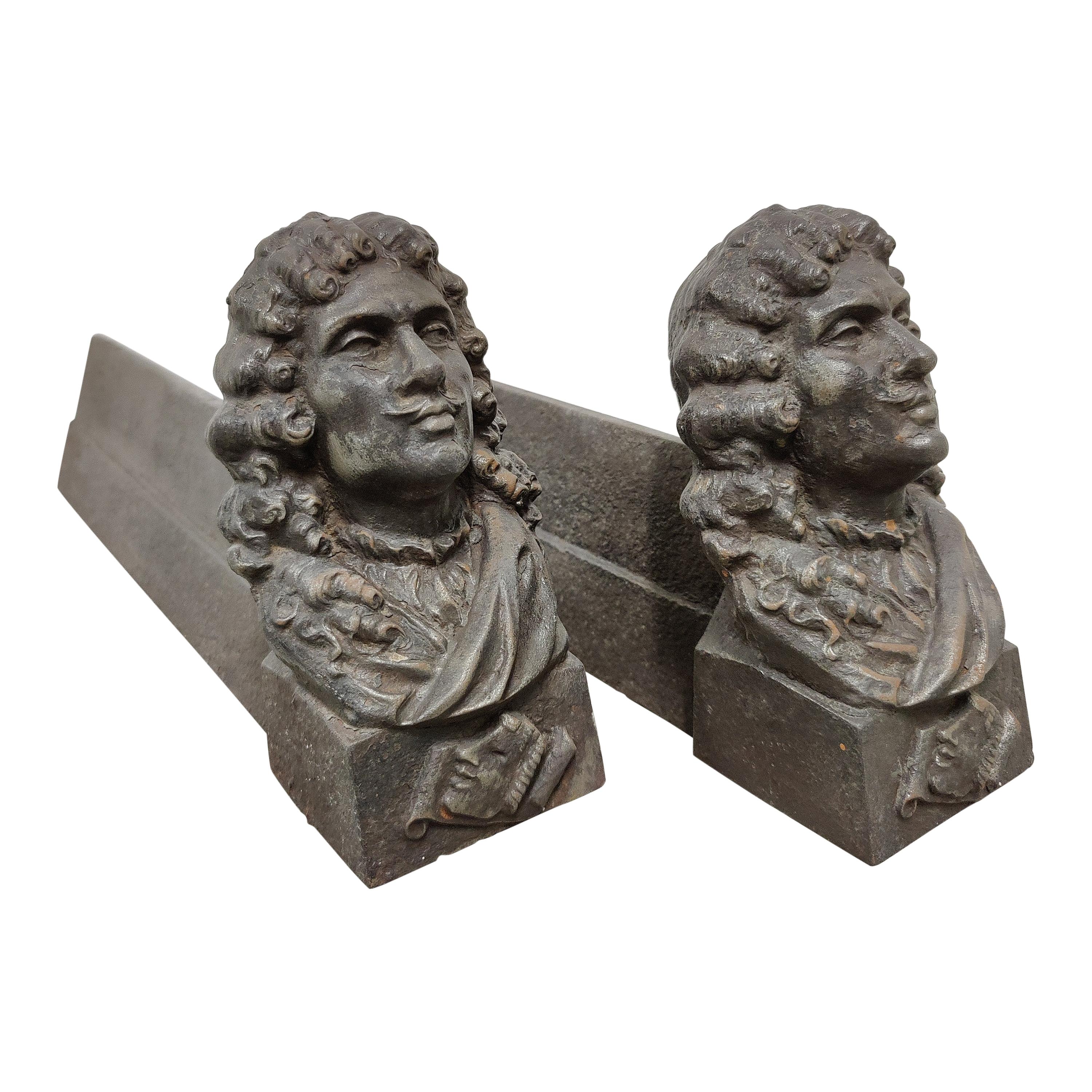 Antique Cannonball Cast Iron Fireplace Andirons Fire Dogs at 1stDibs