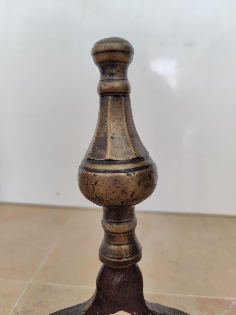 Antique Andirons with Brass Knobs For Sale at 1stDibs