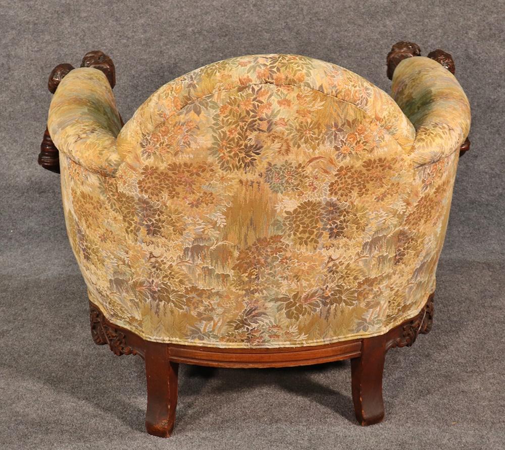 Antique Andrea Brustolon Style Figural Carved Walnut Club Chair In Good Condition In Swedesboro, NJ