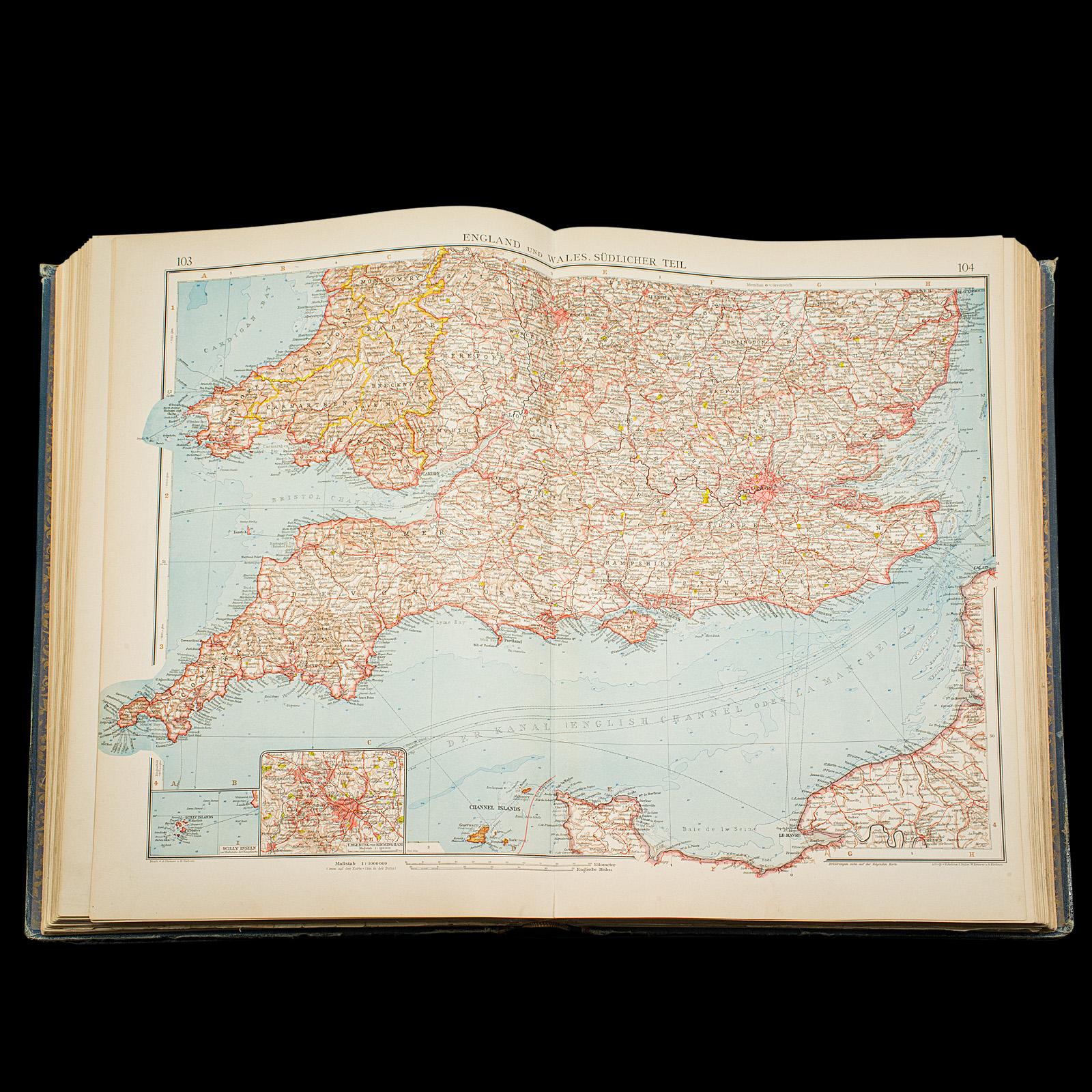 Antique Andrees Handatlas, German Cartography Book, Maps, Atlas, Reference, 1924 For Sale 4