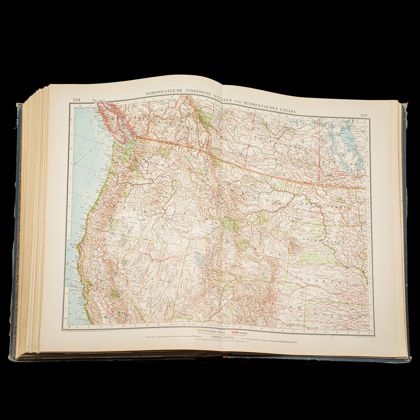 Antique Andrees Handatlas, German Cartography Book, Maps, Atlas, Reference, 1924 For Sale 6