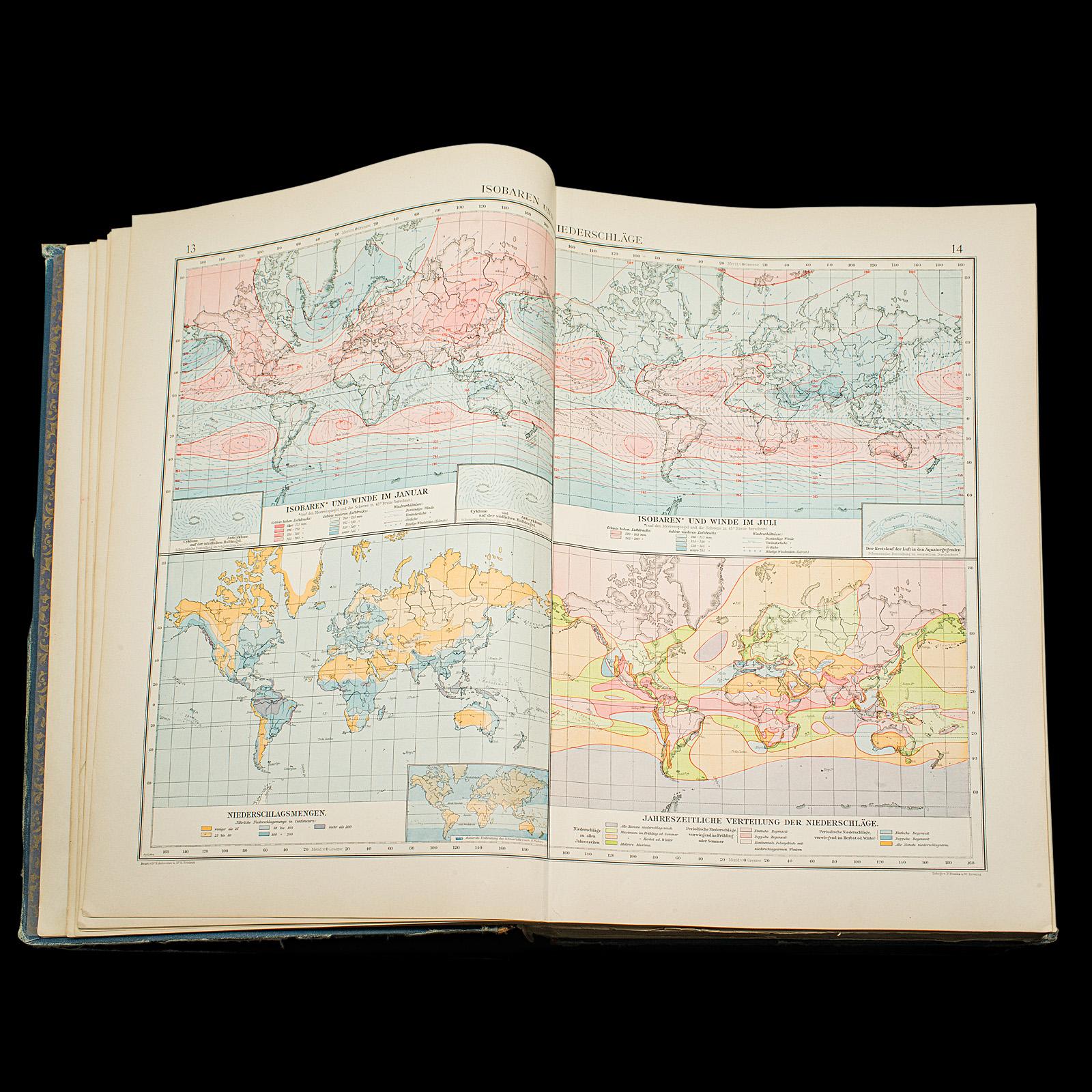 Paper Antique Andrees Handatlas, German Cartography Book, Maps, Atlas, Reference, 1924 For Sale