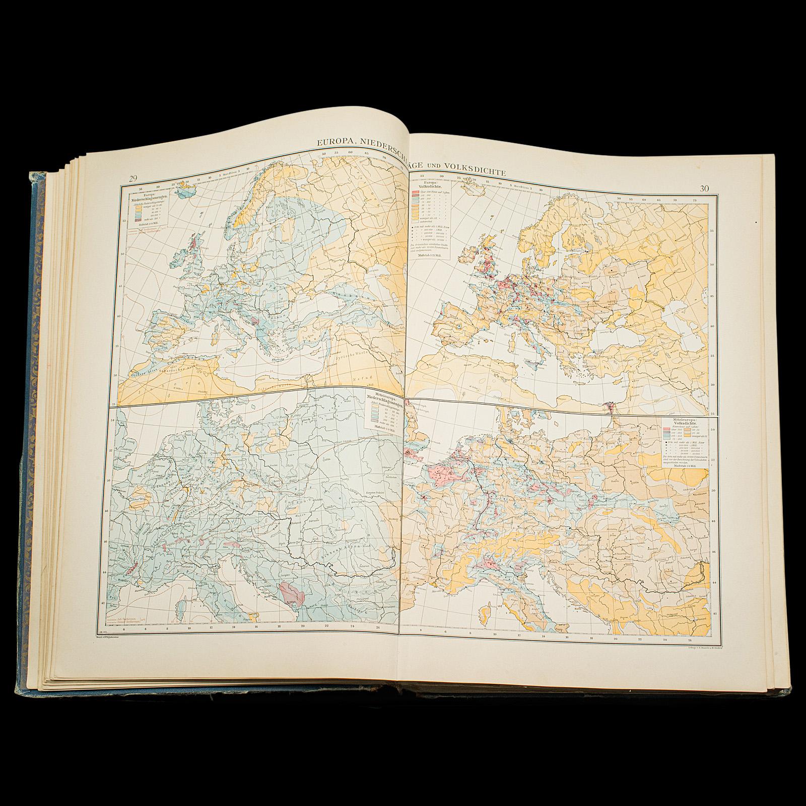 Antique Andrees Handatlas, German Cartography Book, Maps, Atlas, Reference, 1924 For Sale 1