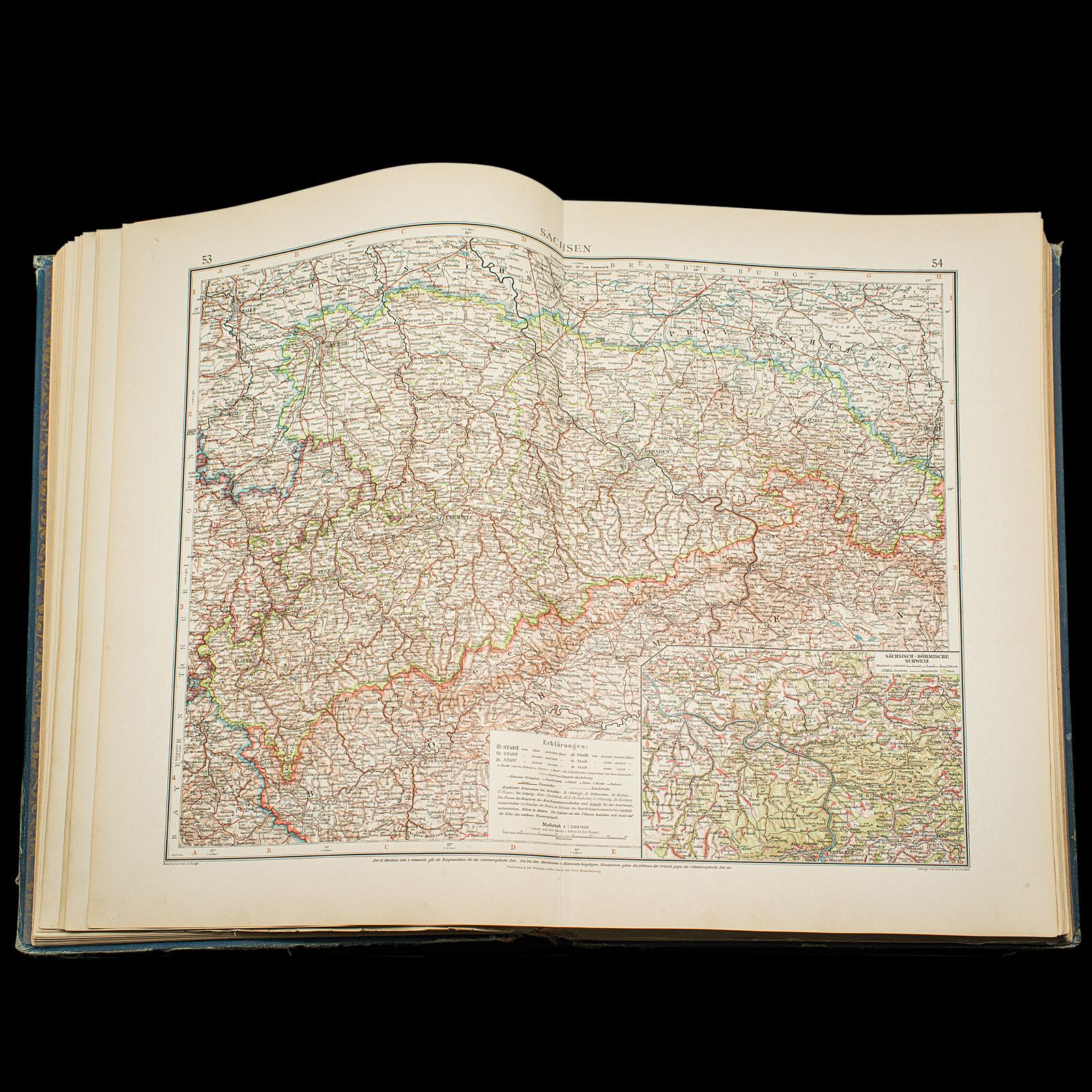 Antique Andrees Handatlas, German Cartography Book, Maps, Atlas, Reference, 1924 For Sale 2