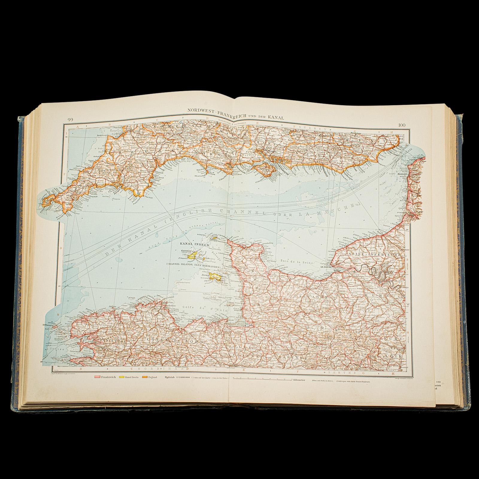 Antique Andrees Handatlas, German Cartography Book, Maps, Atlas, Reference, 1924 For Sale 3