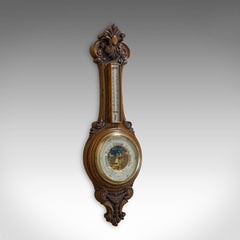 Antique Aneroid Barometer, English, Oak, Banjo, CSSA Ltd, London, circa 1910
