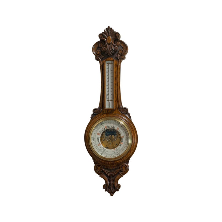 Antique Aneroid Barometer English Oak Banjo Cssa Ltd London Antique Aneroid Barometer English Oak