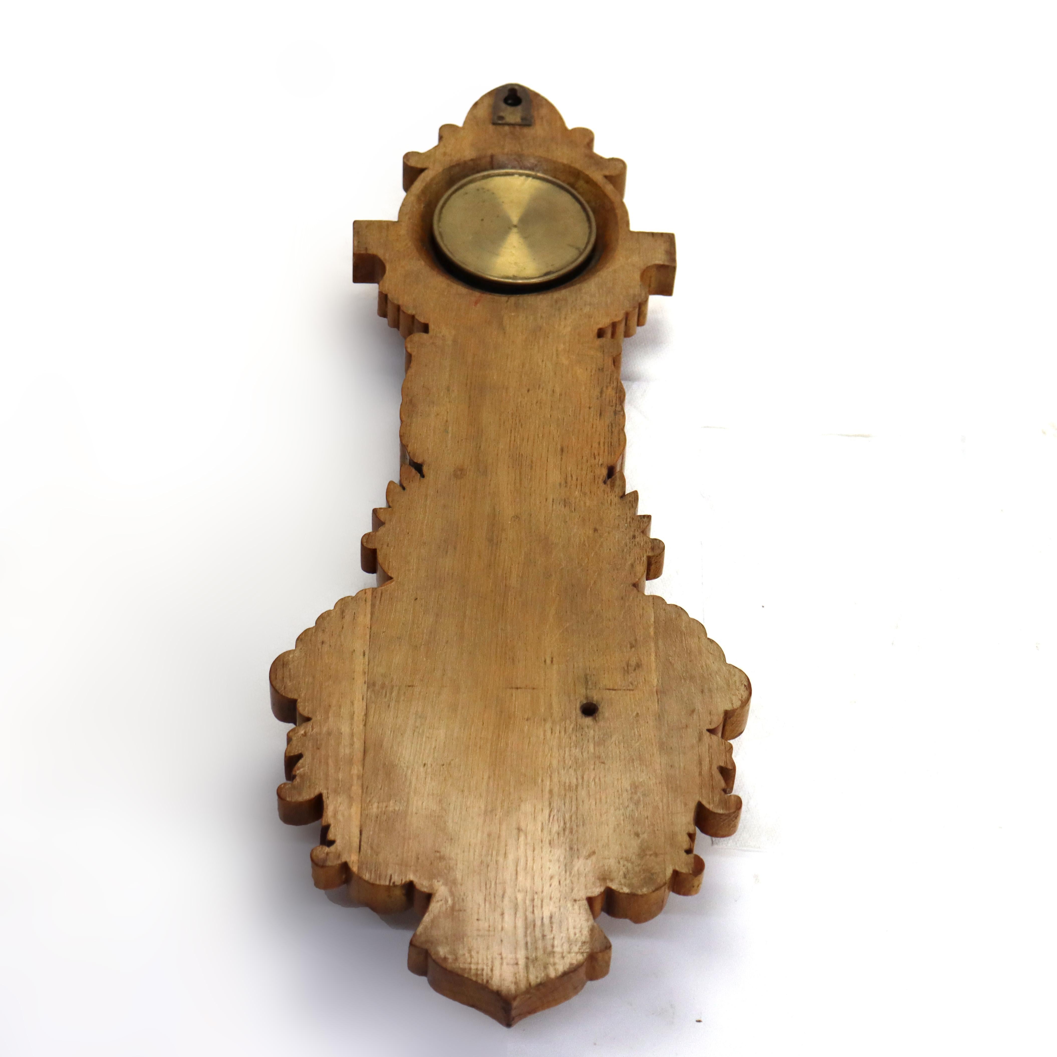 Baromètre anéroïde en chêne sculpté à thème nautique C1900 en vente 3