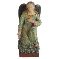 Antique Angel Plaster Statue France 19th Century