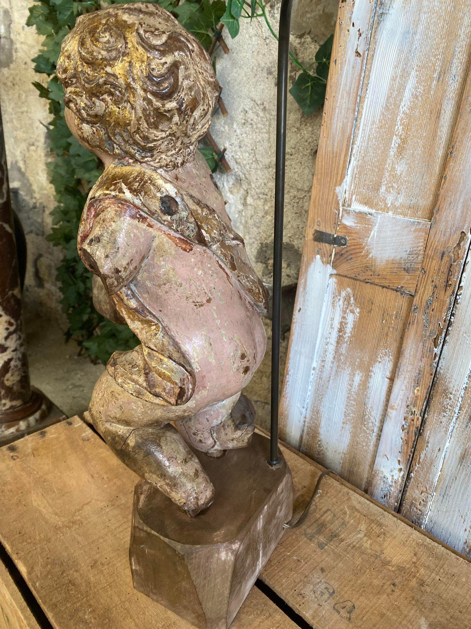 Antique Angel Sculpture Lamp of French Origin 18th Century 6