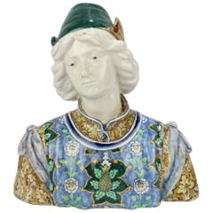 Antique Angelo Minghetti Italian Bust of a Renaissance Youth