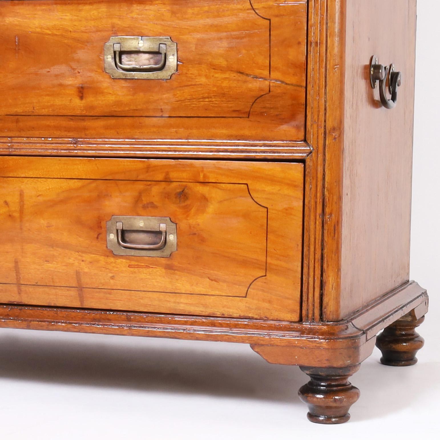 Antique Anglo Chinese Campaign Chest of Drawers with Desk 5