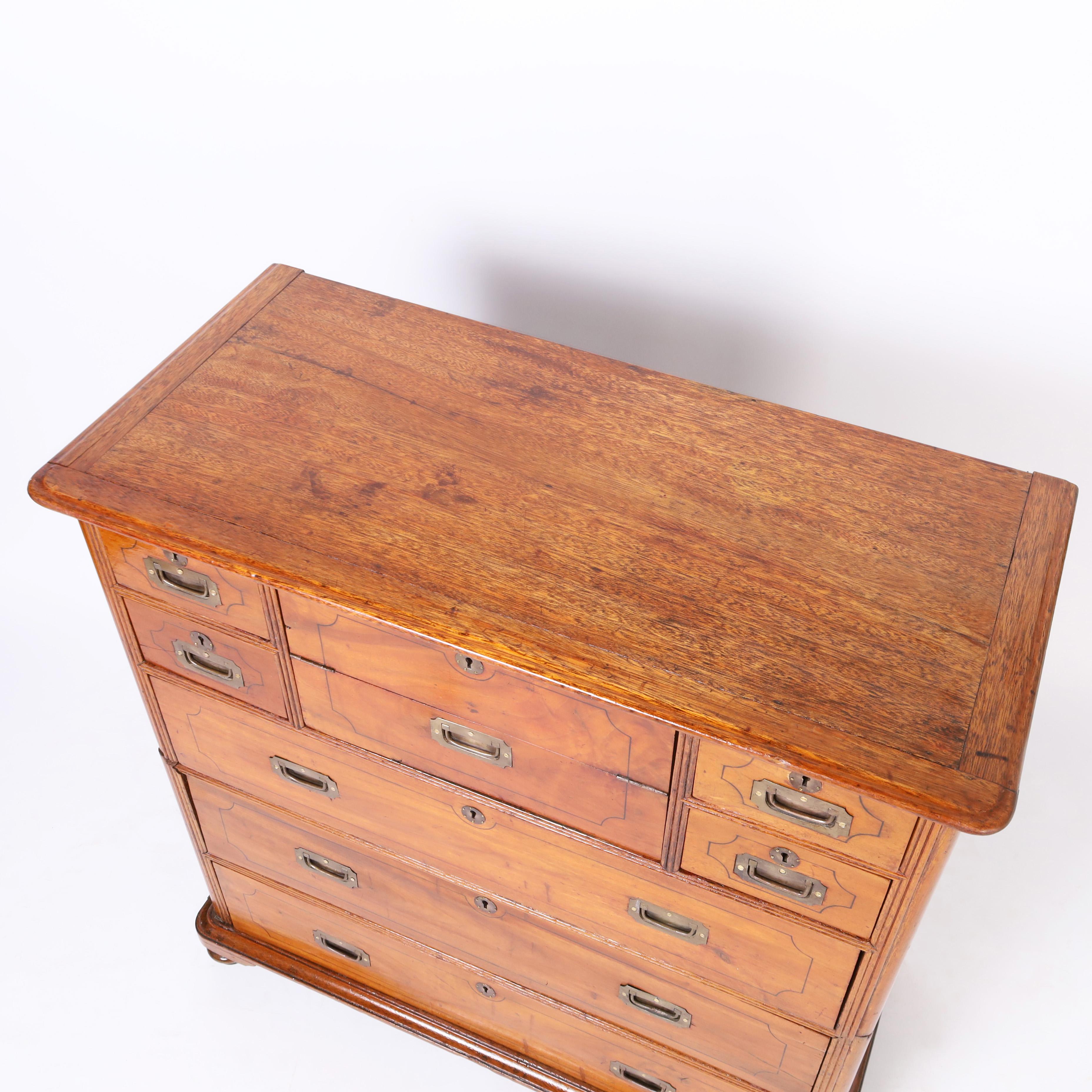 Antique Anglo Chinese Campaign Chest of Drawers with Desk In Good Condition In Palm Beach, FL