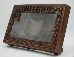 ANTIQUE ANGLO DUTCH CIGAR CO. WILLEM II OAK GLAZED SHOP COUNTER DISPLAY CABiNET