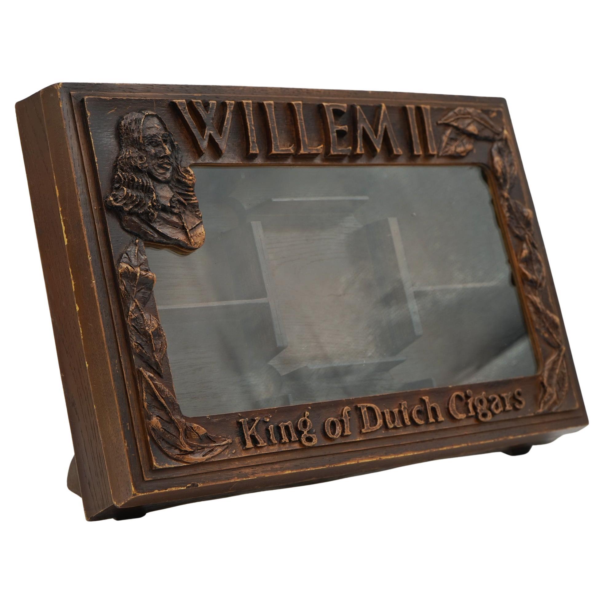 ANTIQUE ANGLO DUTCH CIGAR CO. WILLEM II OAK GLAZED SHOP COUNTER DISPLAY CABiNET For Sale