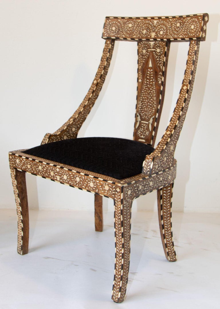 Antique Anglo Indian BoneInlay Sheesham Wood Chairs For Sale at 1stDibs