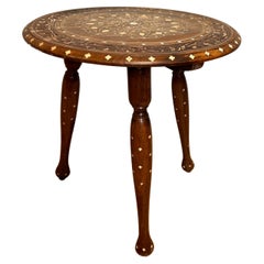 Antique Hoshiapur Anglo Indian Bone Inlaid Side Table circa 1900
