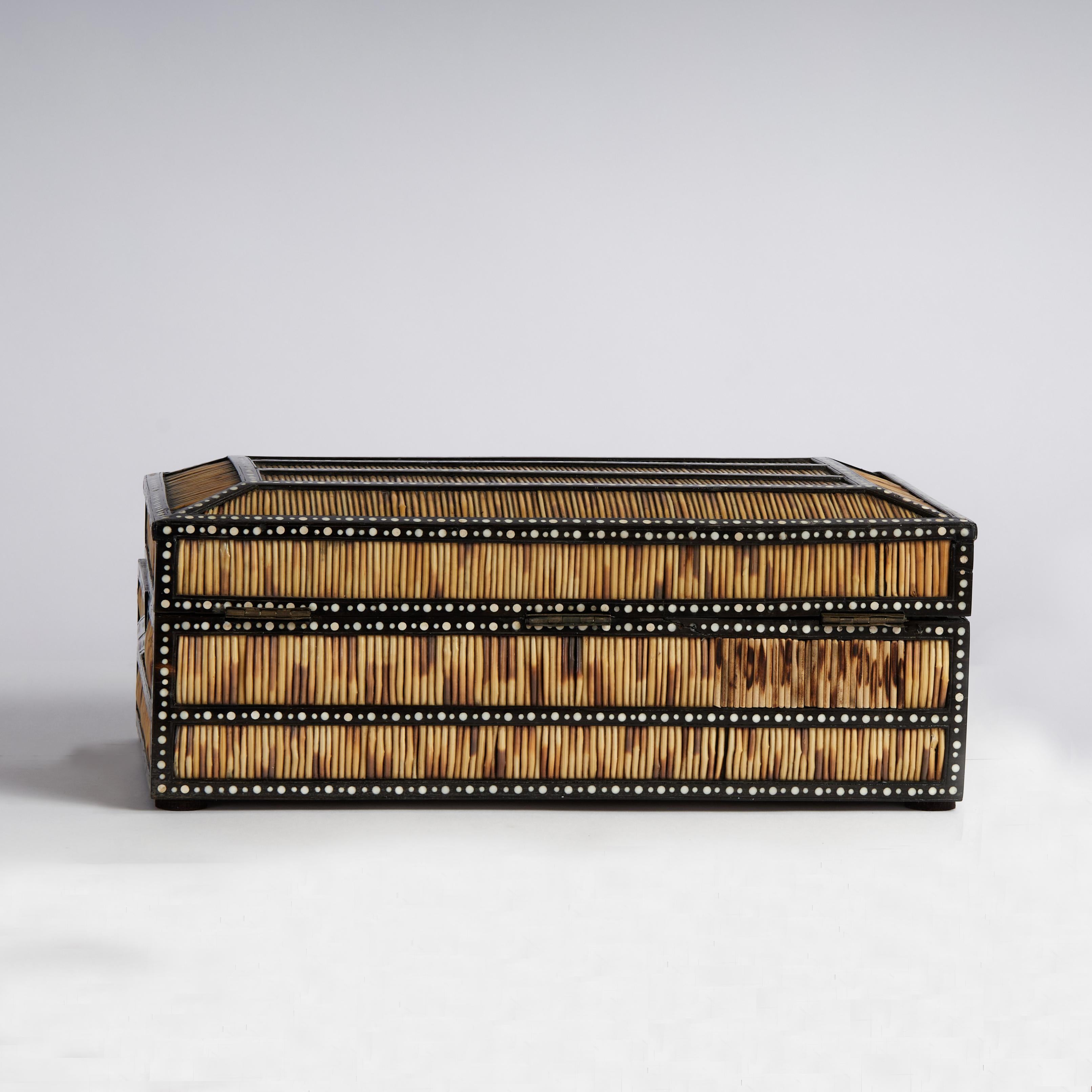 Antique Anglo Indian Box Form Quill Lap Top or Travel Desk In Good Condition For Sale In Palm Beach, FL