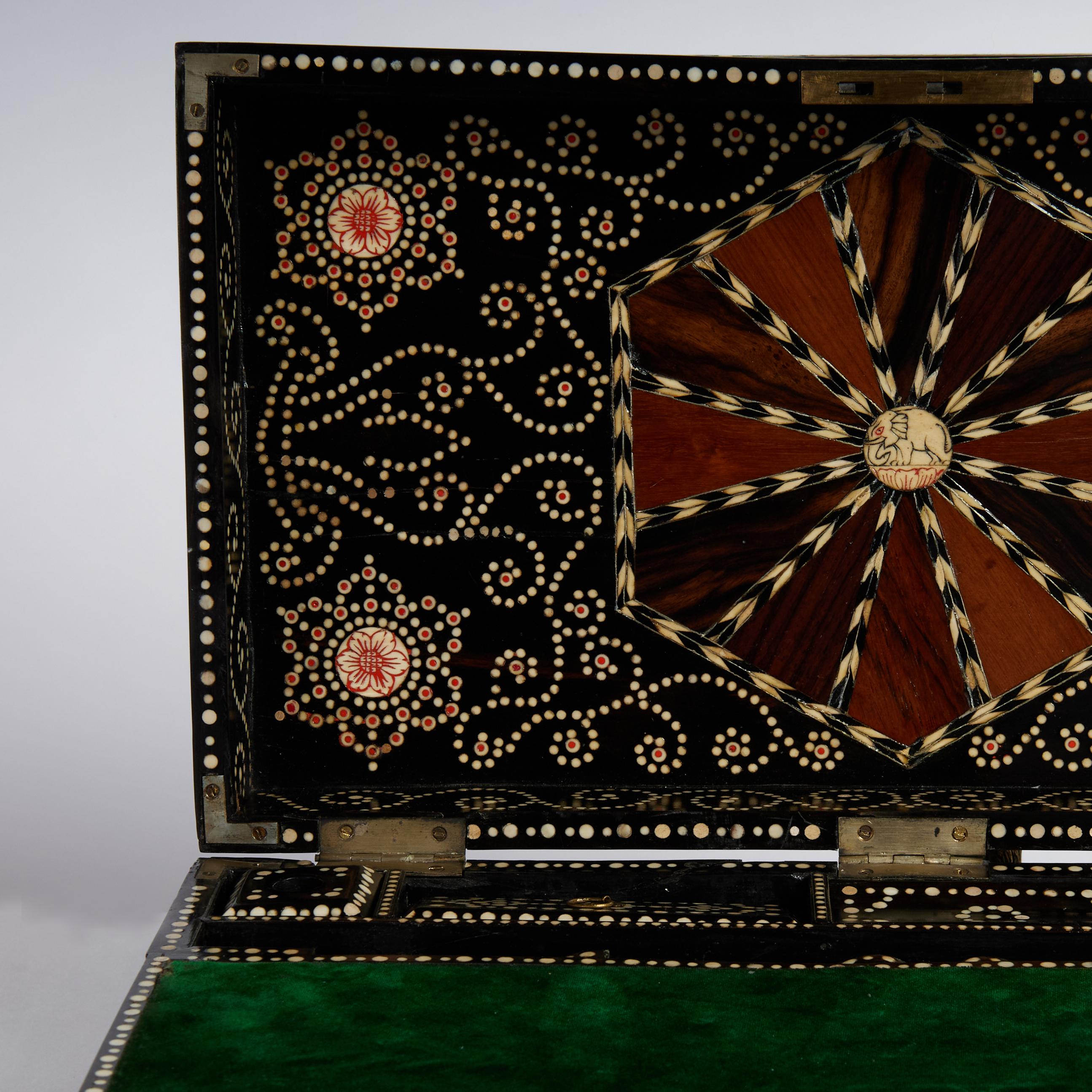 Bone Antique Anglo Indian Box Form Quill Lap Top or Travel Desk For Sale