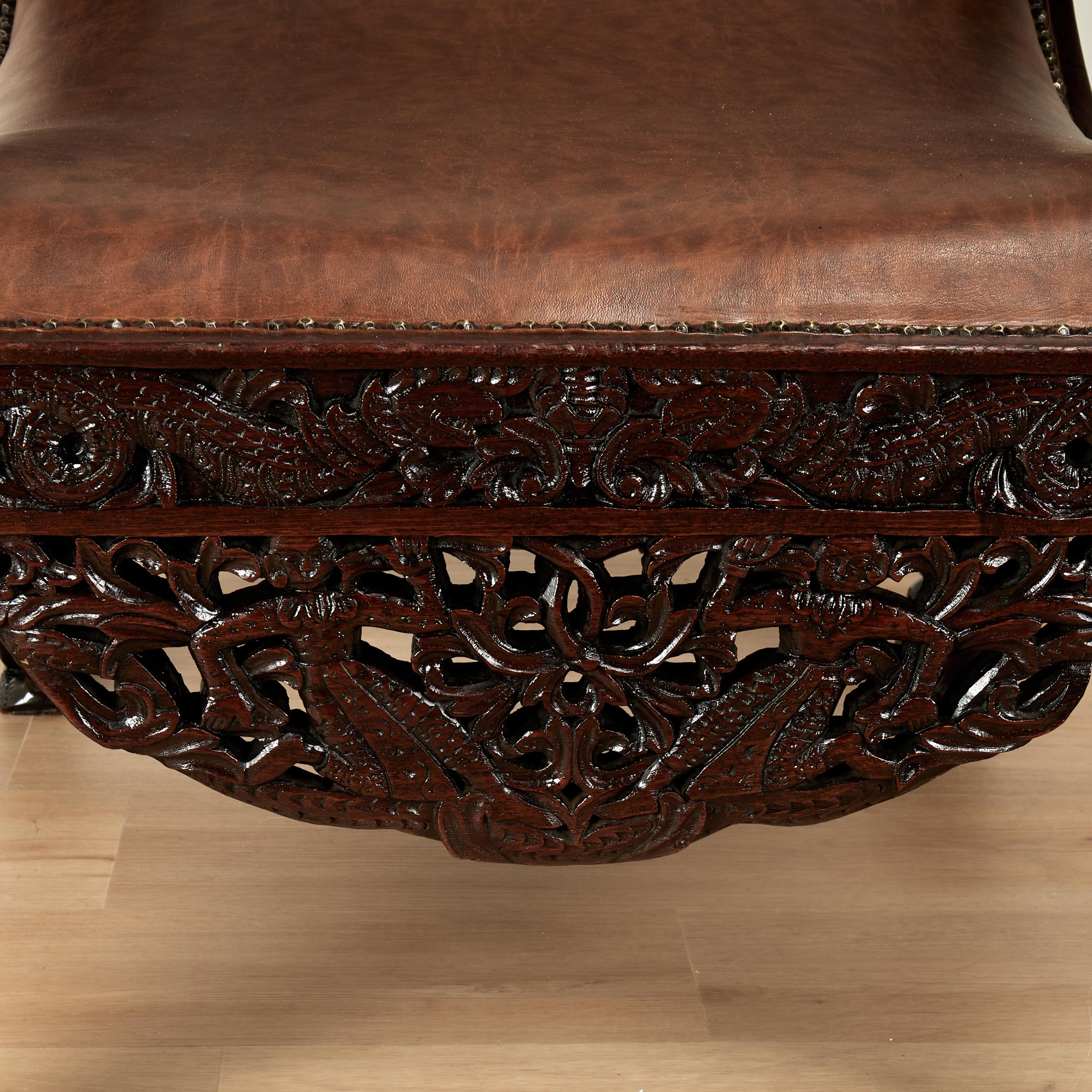 Antike Anglo Indian British Colonial geschnitzt Plantage oder Pflanzer Stuhl im Angebot 2