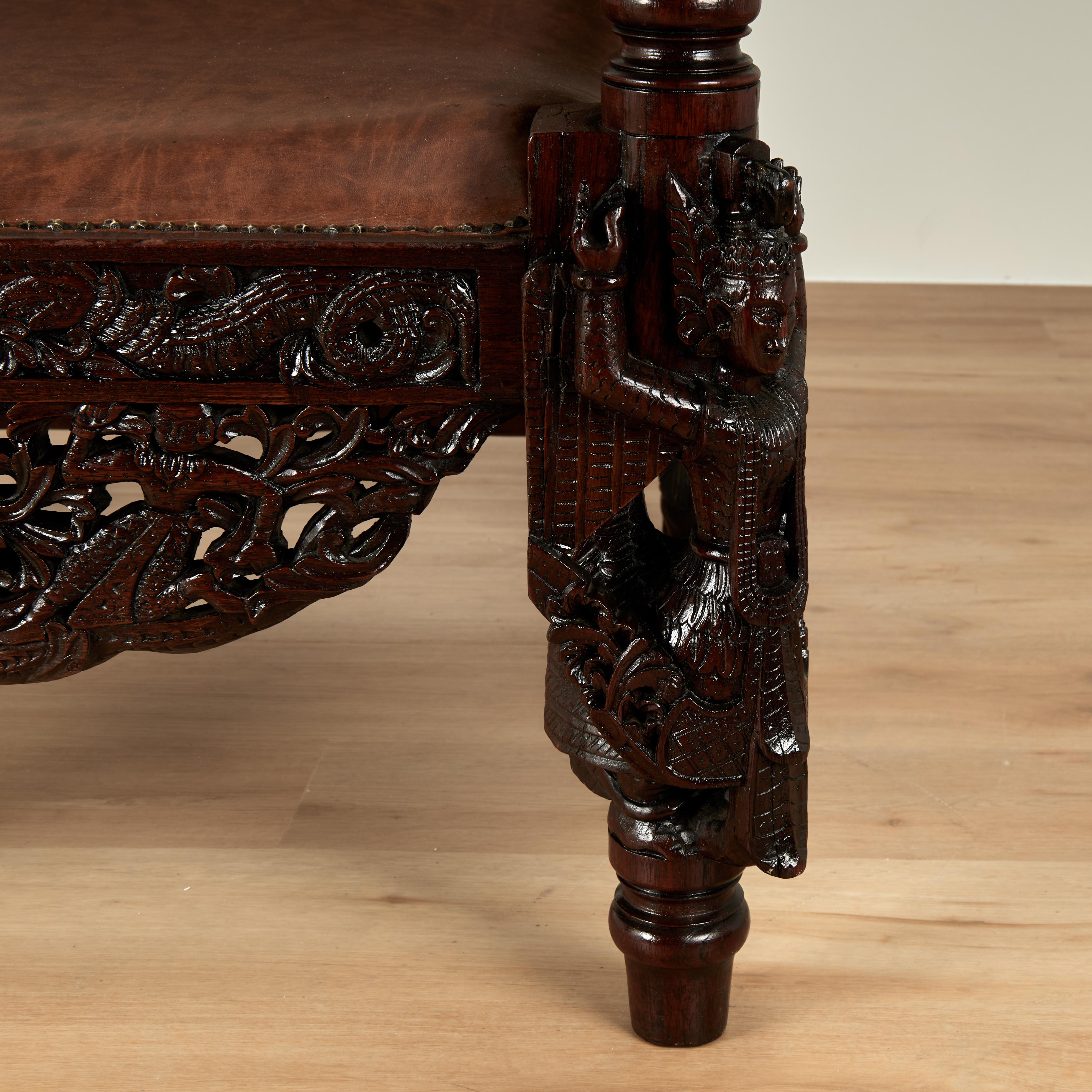 Antike Anglo Indian British Colonial geschnitzt Plantage oder Pflanzer Stuhl im Angebot 3