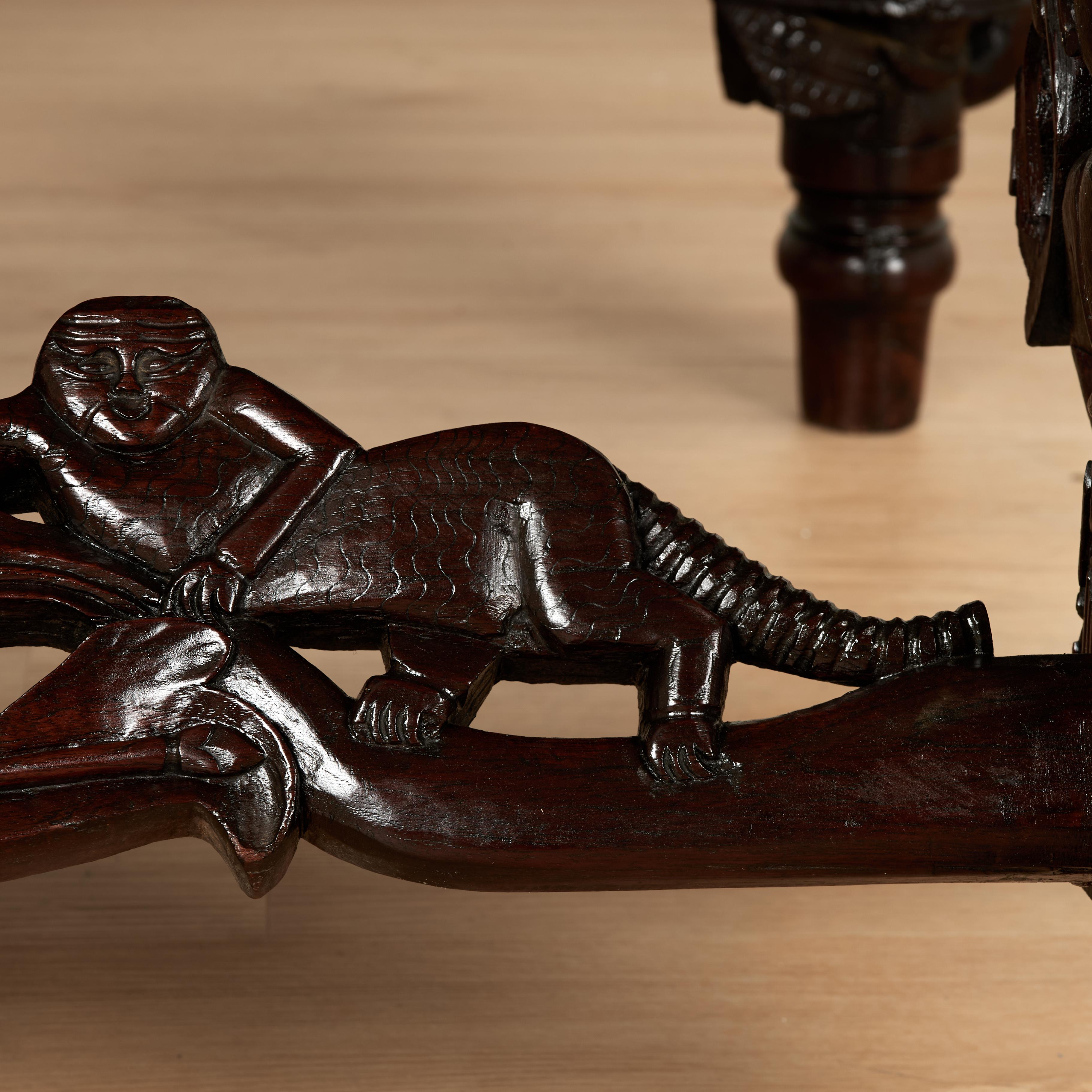 Antike Anglo Indian British Colonial geschnitzt Plantage oder Pflanzer Stuhl im Angebot 7