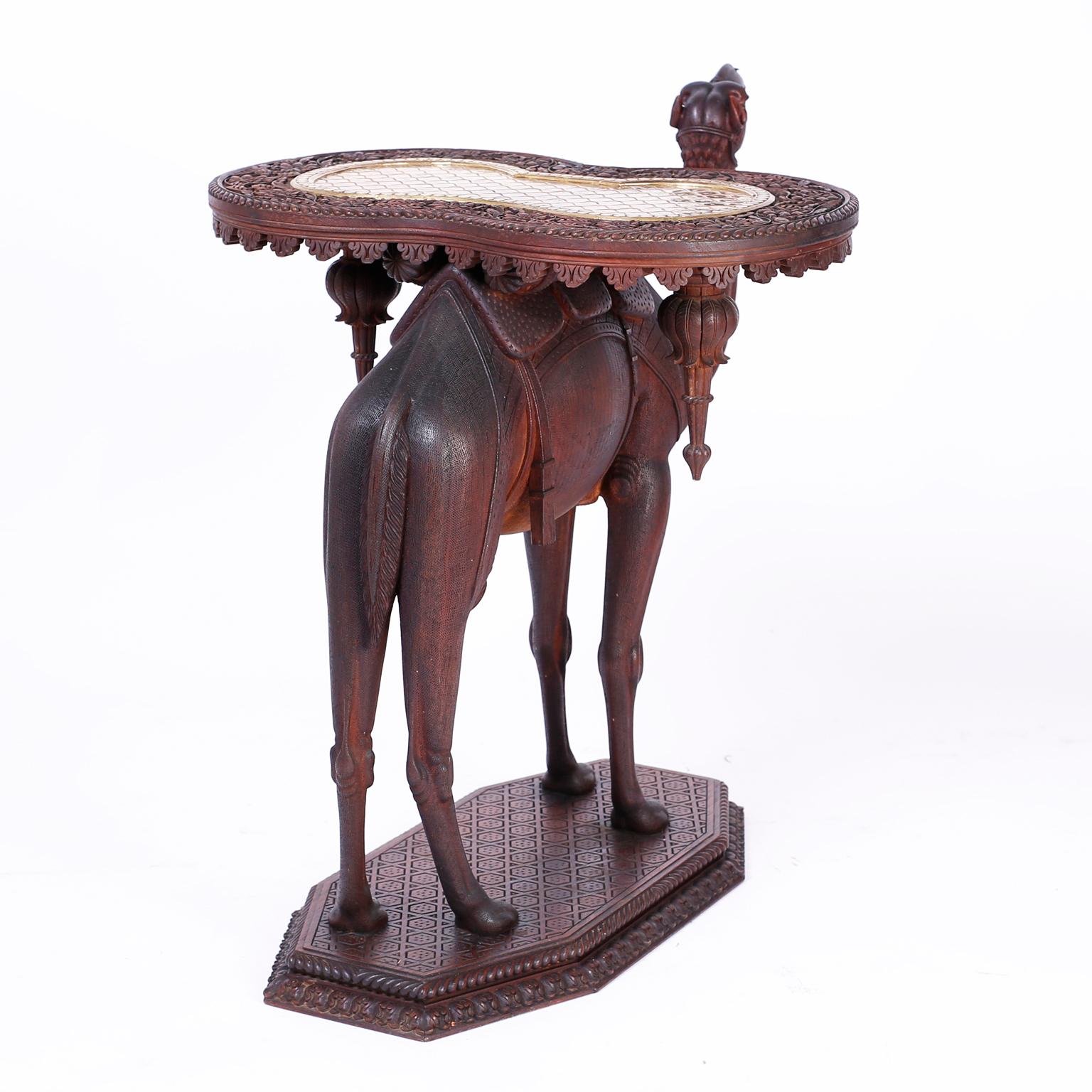 Hand-Carved Antique Anglo-Indian Camel Table or Stand