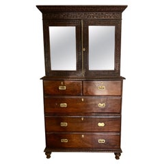 Antica libreria anglo-indiana in palissandro Campaigner 43w 80h 18d