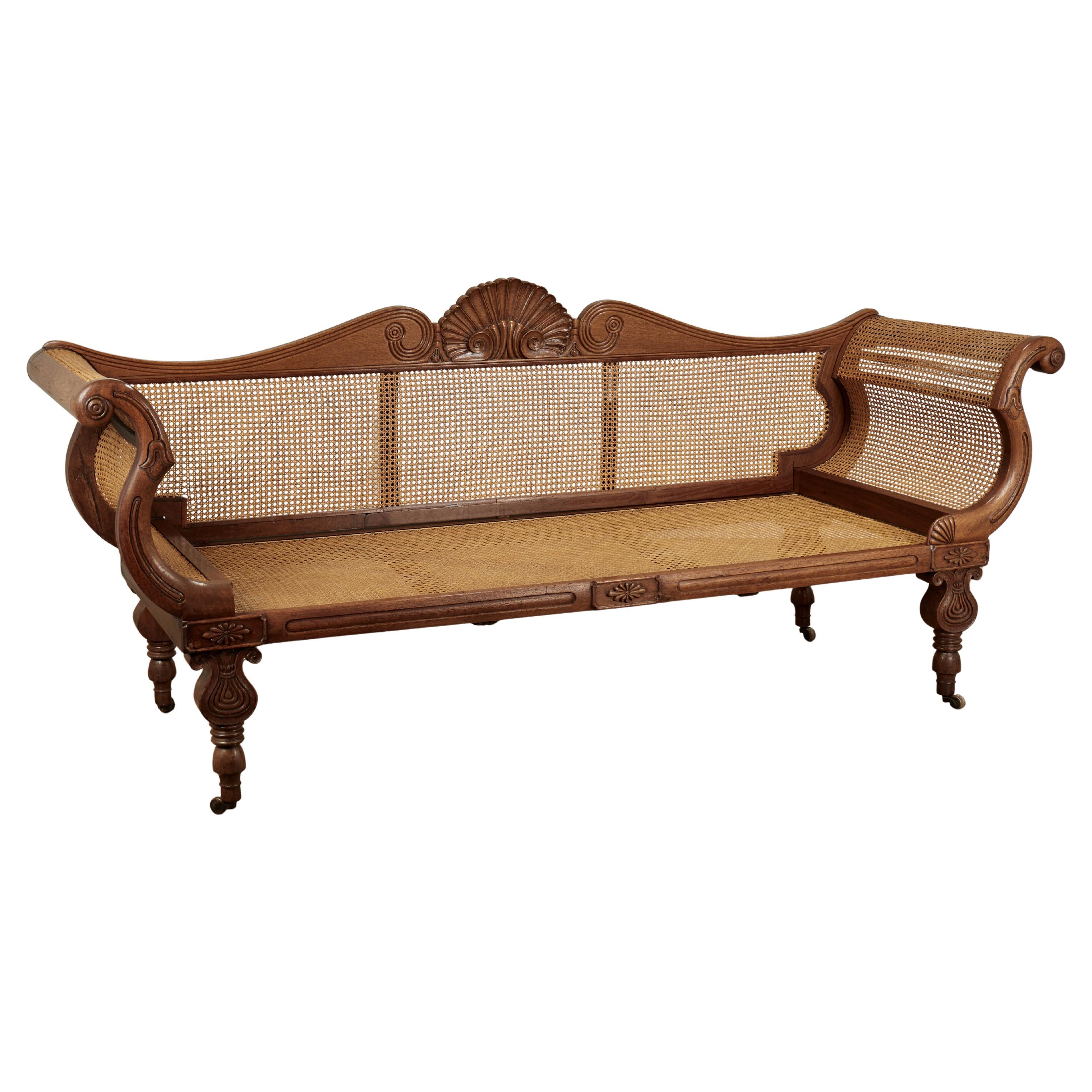 Antique Anglo Indian Caned and Carved Settee
