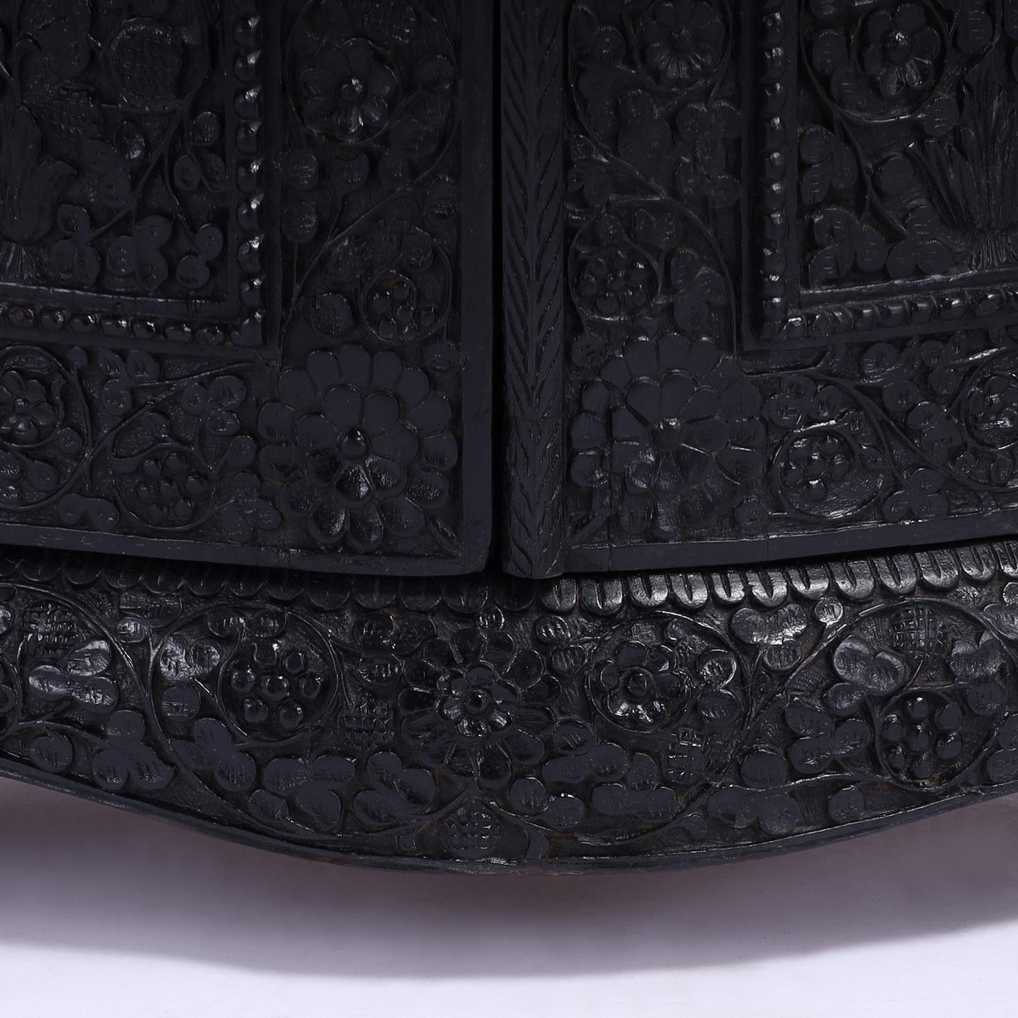 Antique Anglo Indian Carved and Ebonized Cabinet For Sale 3