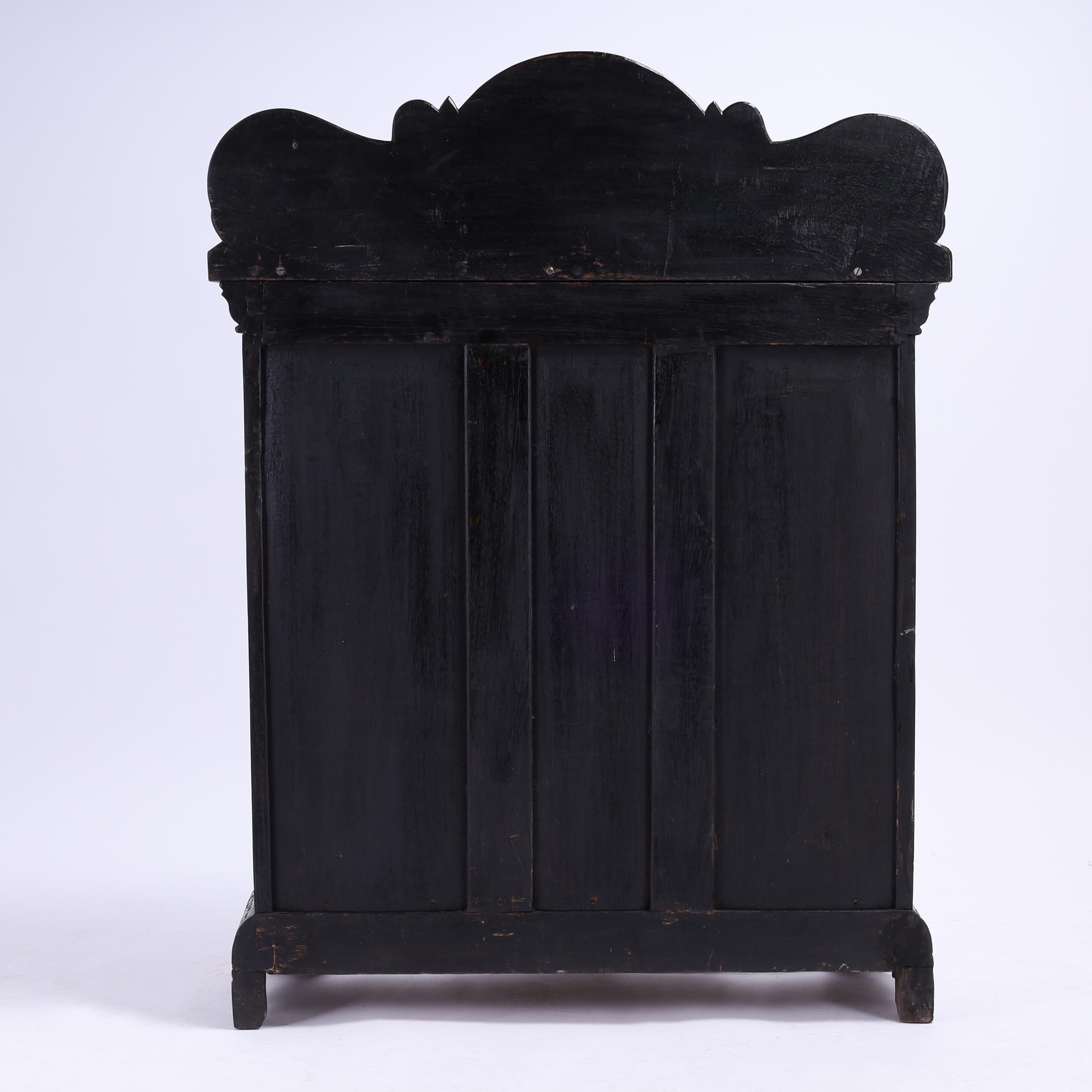 Antique Anglo Indian Carved and Ebonized Cabinet For Sale 5